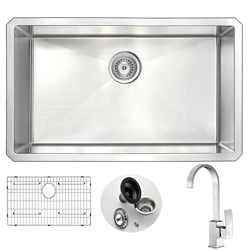 ANZZI  VANGUARD Undermount 30 in. Kitchen Sink with Opus Faucet ANZZI