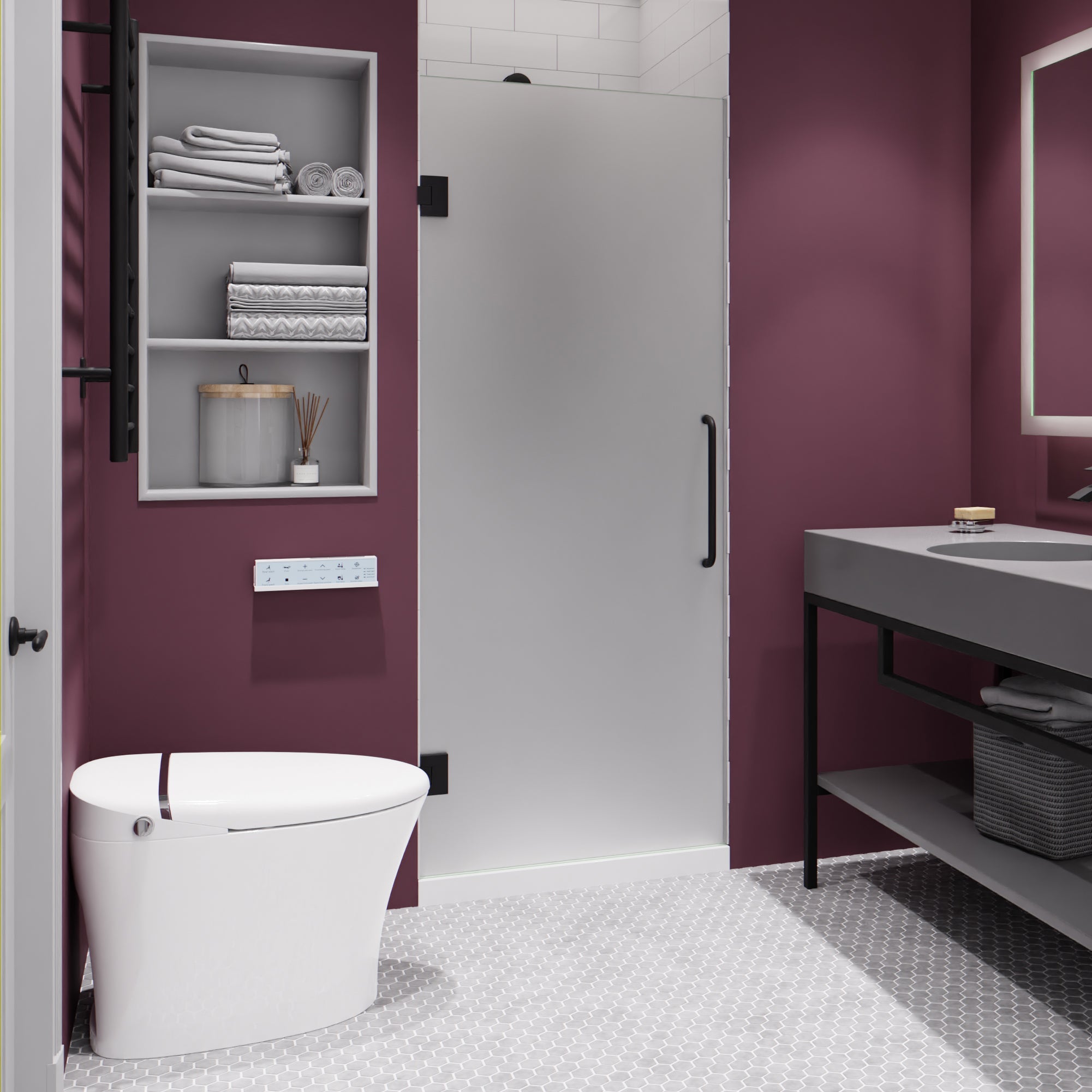 ANZZI  Passion Series 24 in. by 72 in. Frameless Hinged shower door with Frosted Glass and Handle ANZZI