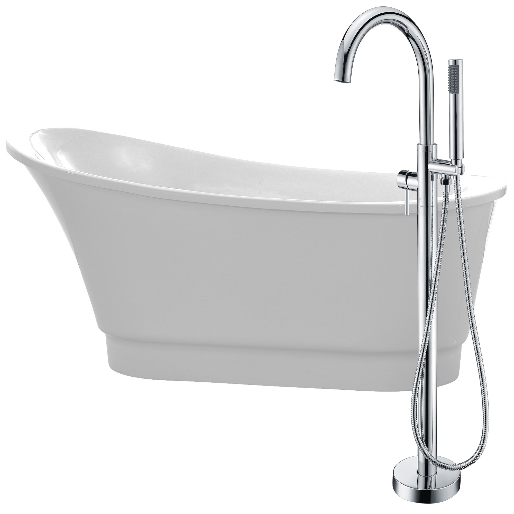 ANZZI  Prima 67 in. Acrylic Flatbottom Non-Whirlpool Bathtub with Kros Faucet ANZZI