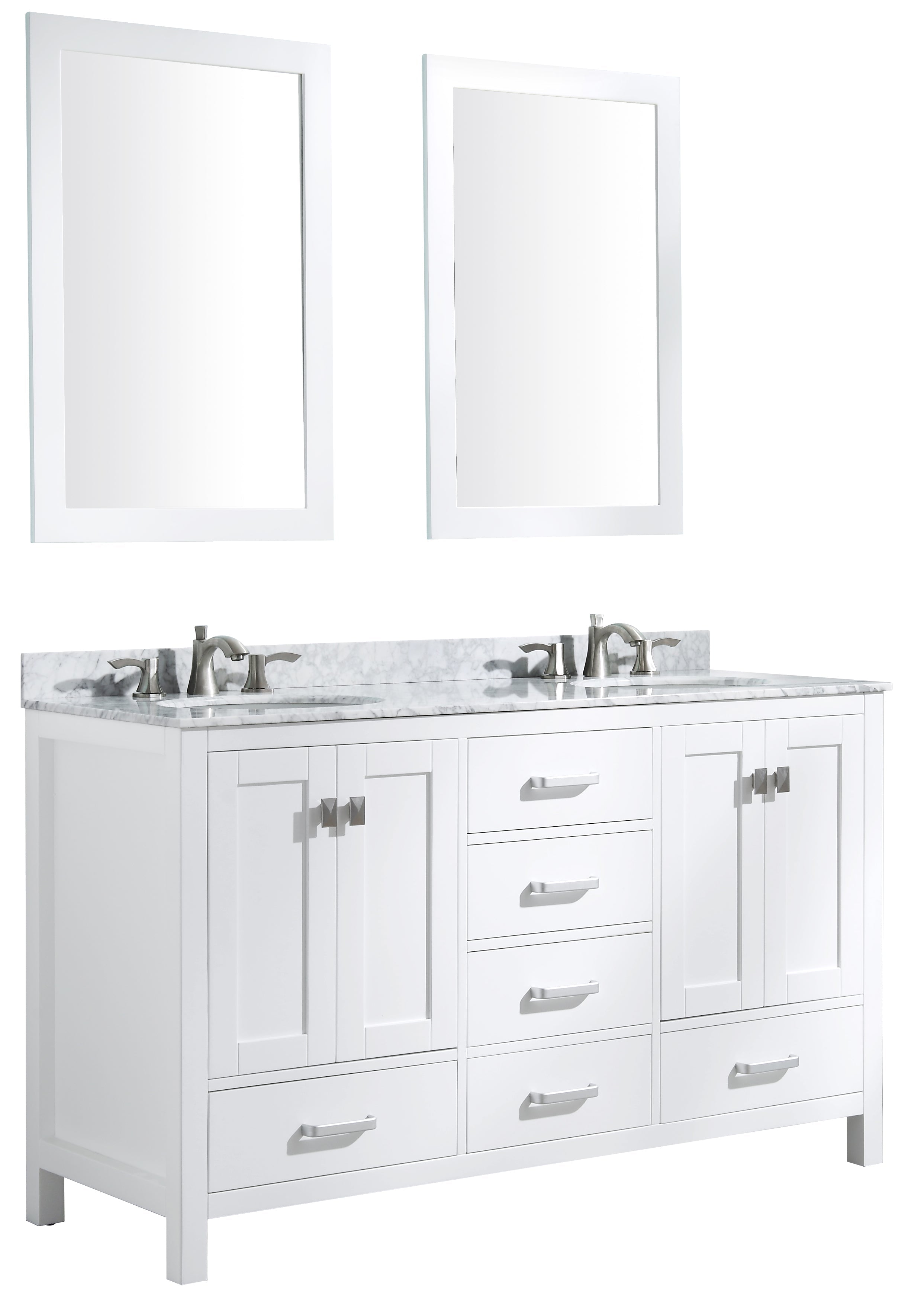 ANZZI  Chateau 60 in. W x 22 in. D Bathroom Vanity Set with Carrara Marble Top with White Sink ANZZI