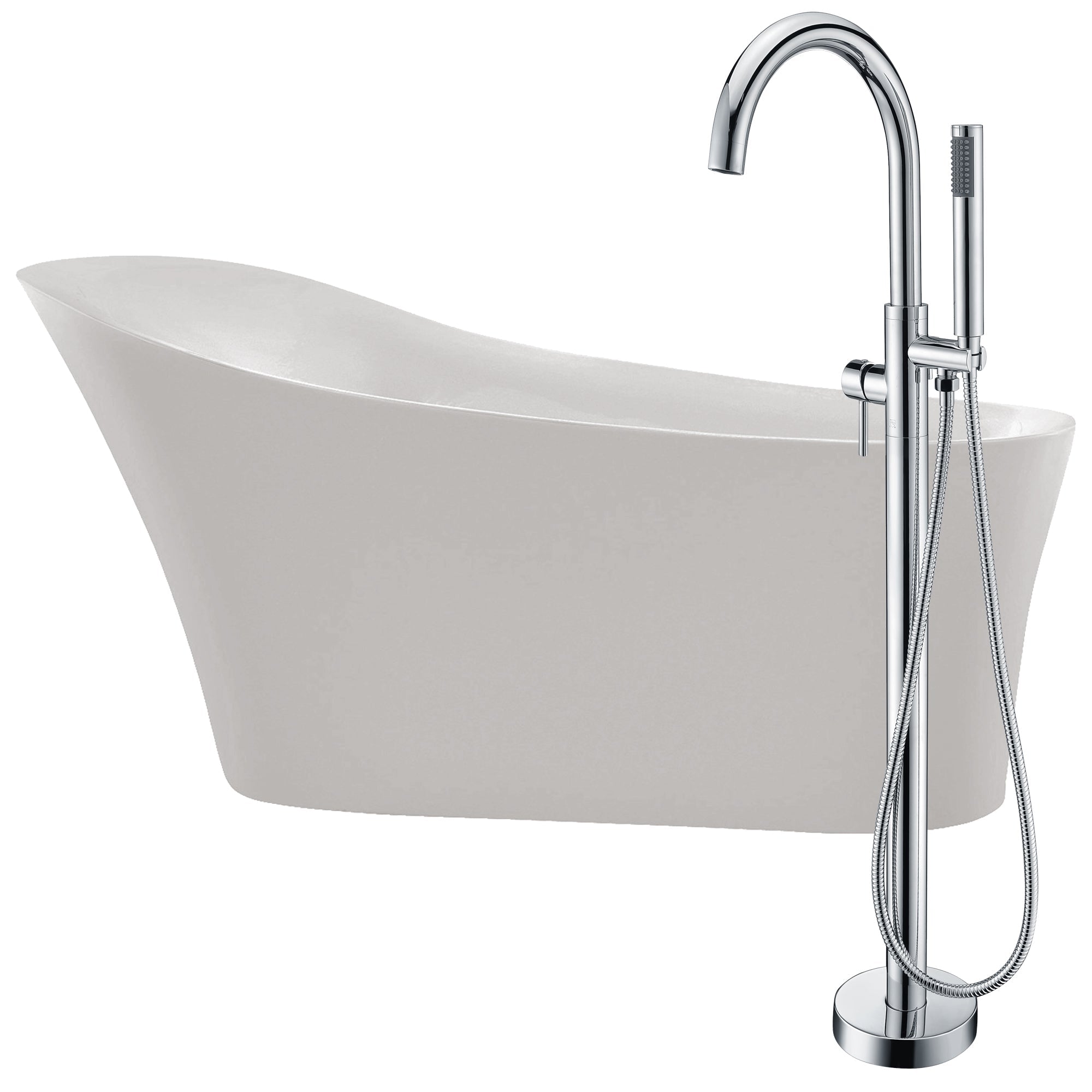 ANZZI  Maple 67 in. Acrylic Flatbottom Non-Whirlpool Bathtub with Kros Faucet ANZZI