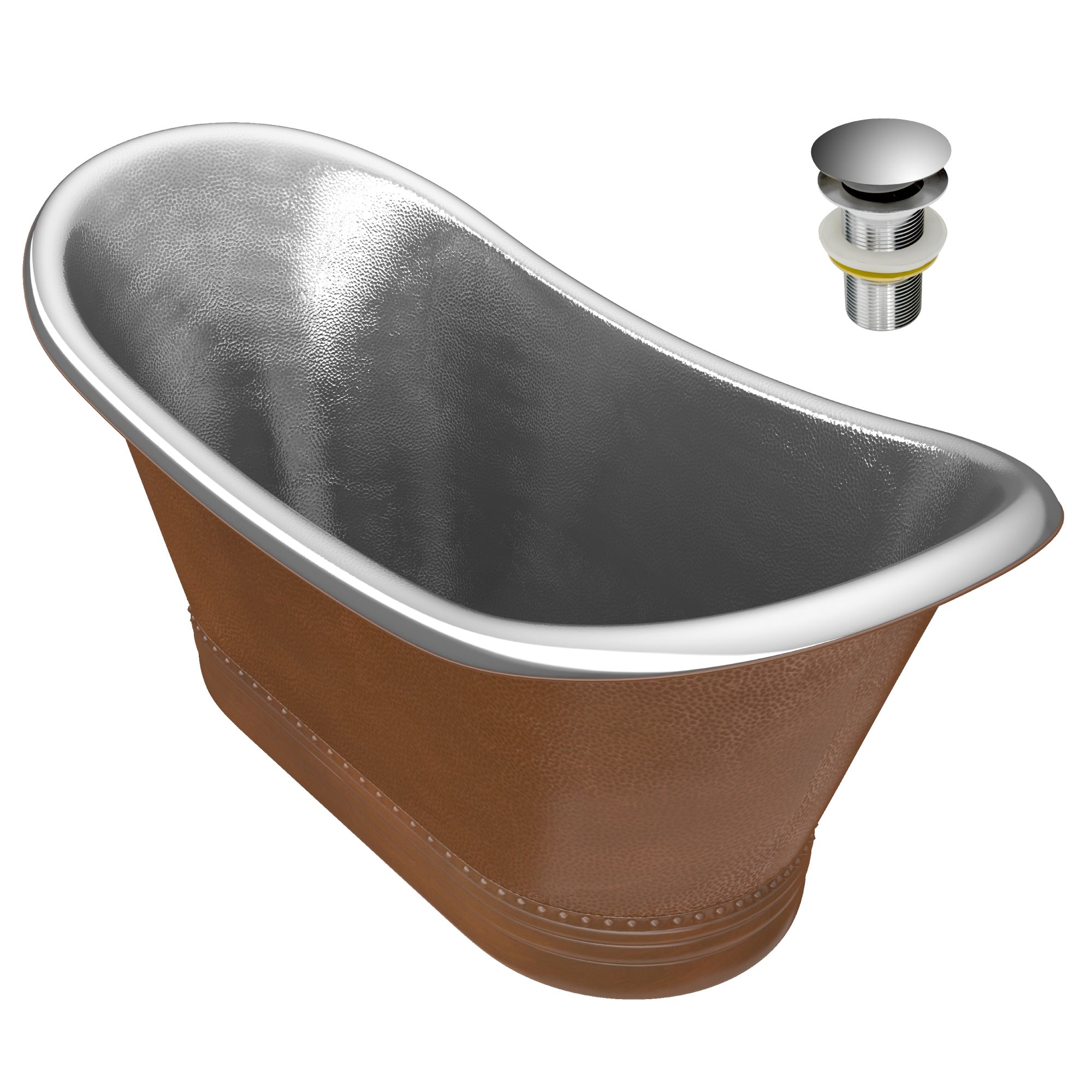 ANZZI  Ionian 67 in. Handmade Copper Double Slipper Flatbottom Non-Whirlpool Bathtub in Hammered Antique Copper ANZZI