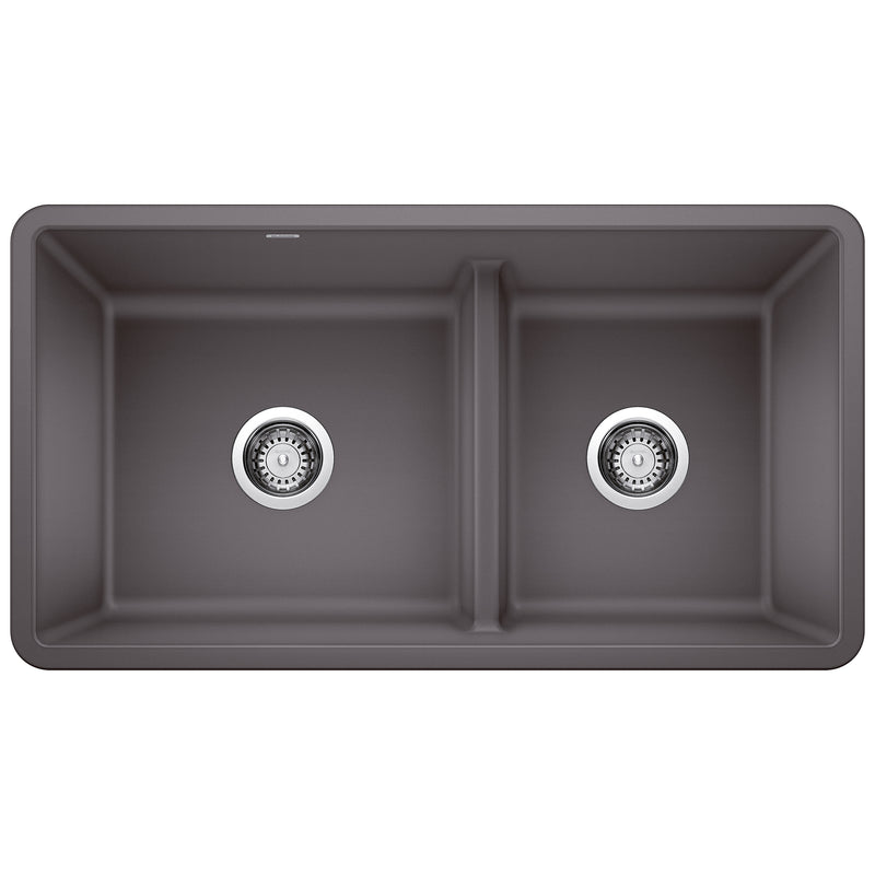 Blanco Precis SILGRANIT 33" 60/40 Reversible Double Bowl Undermount Kitchen Sink with Low Divide Blanco
