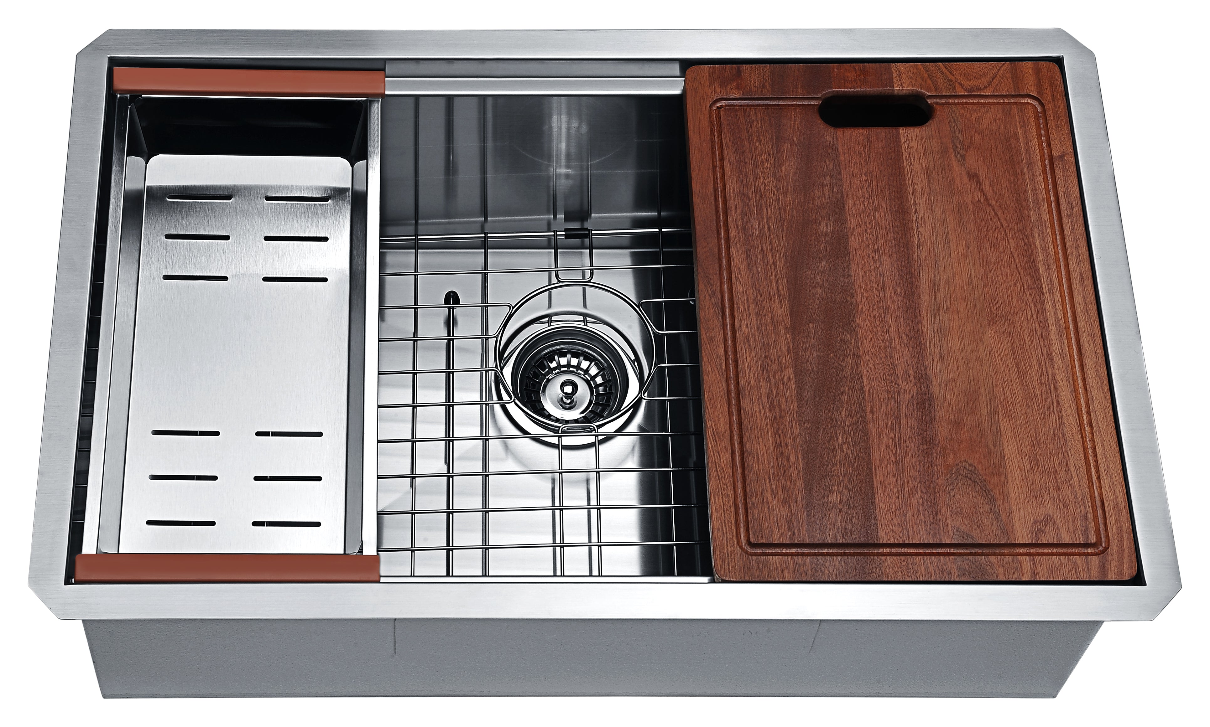 ANZZI Aegis Undermount Stainless Steel 30 in. 0-Hole Single Bowl Kitchen Sink with Cutting Board and Colander ANZZI