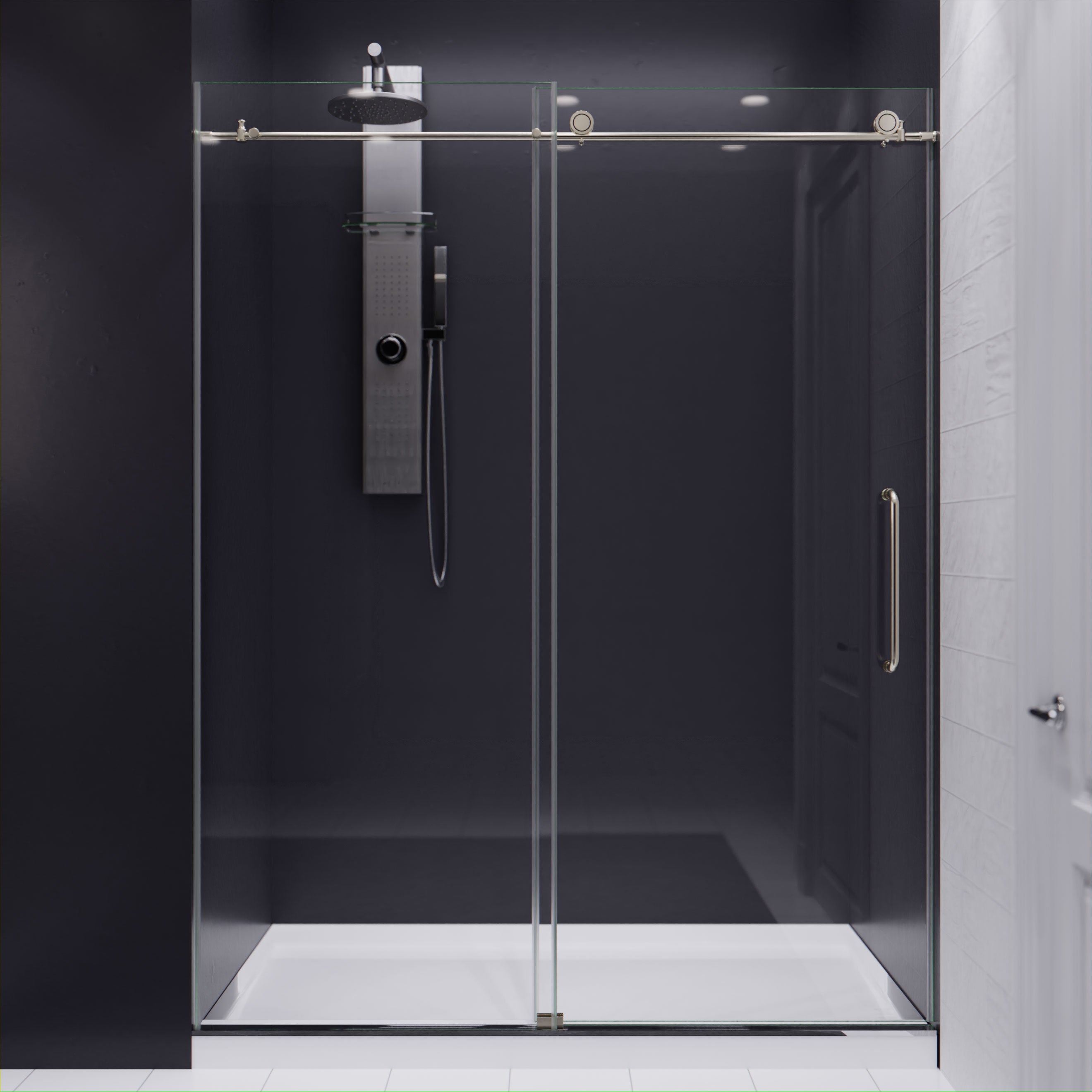 ANZZI Series 60 in. by 76 in. Frameless Sliding Shower Door with Handle ANZZI