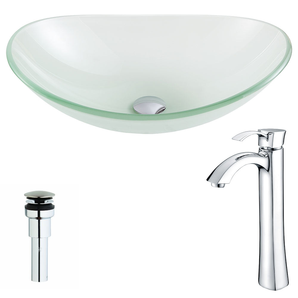 ANZZI  Forza Series Deco-Glass Vessel Sink in Lustrous Frosted with Harmony Faucet ANZZI