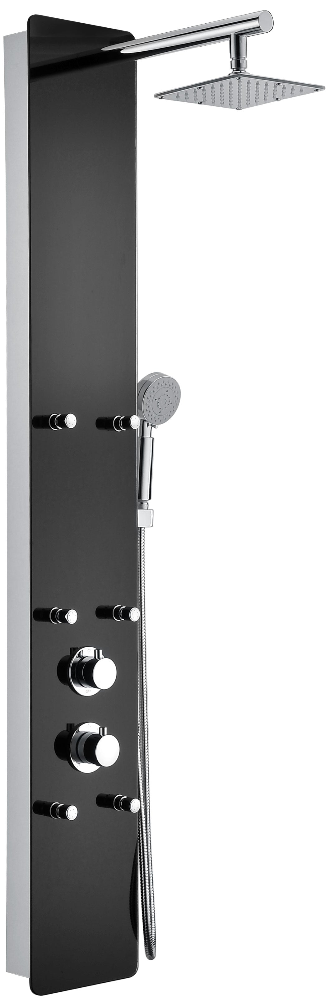 ANZZI  Melody 59 in. 6-Jetted Shower Panel with Heavy Rain Shower and Spray Wand Deco-Glass ANZZI