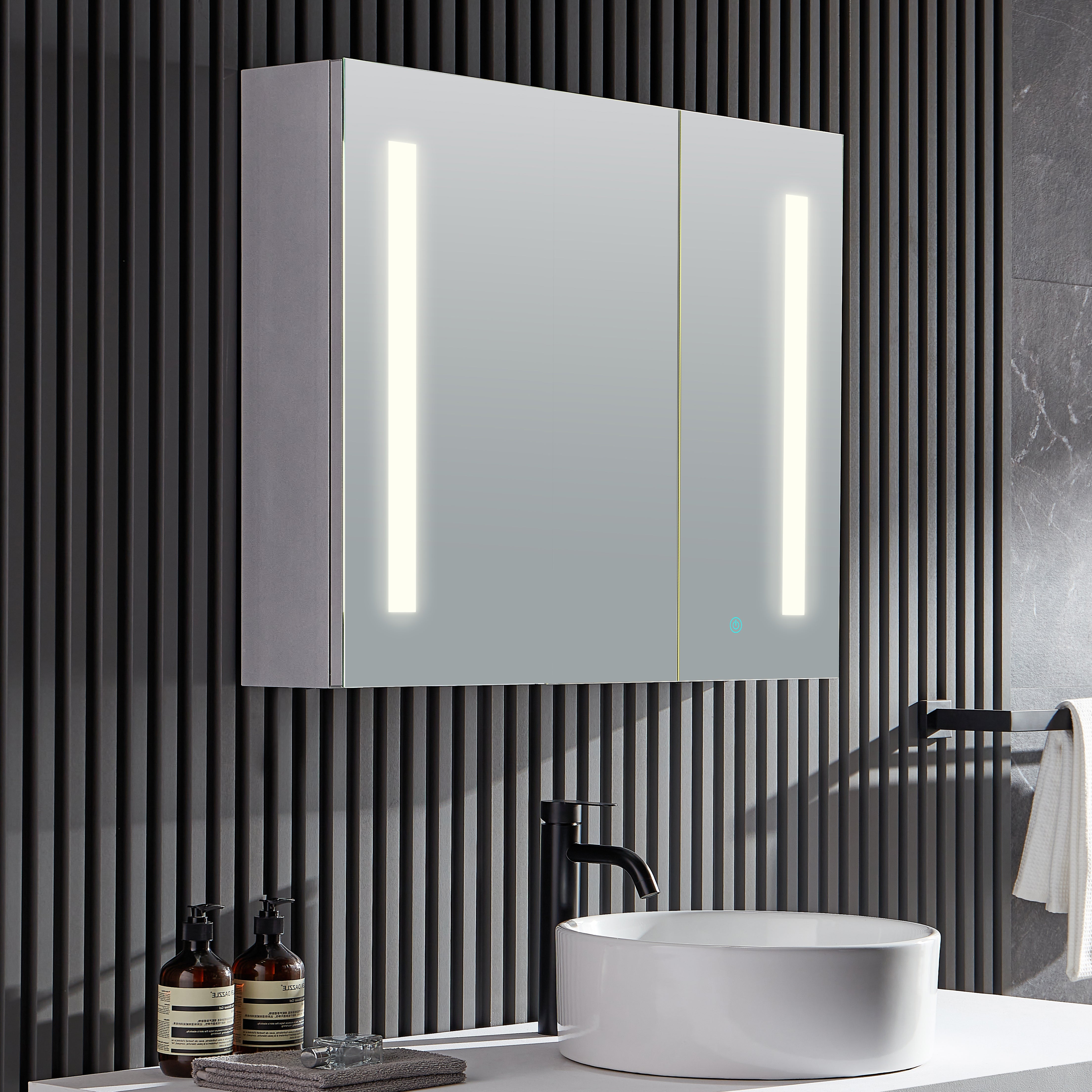 ANZZI  Ether 28 in. x 32 in. Frameless LED Mirror Bathroom Cabinet ANZZI