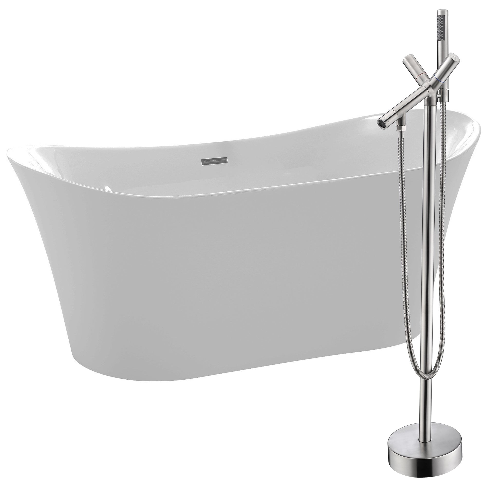 ANZZI  Eft 67 in. Acrylic Flatbottom Non-Whirlpool Bathtub with Havasu Faucet ANZZI