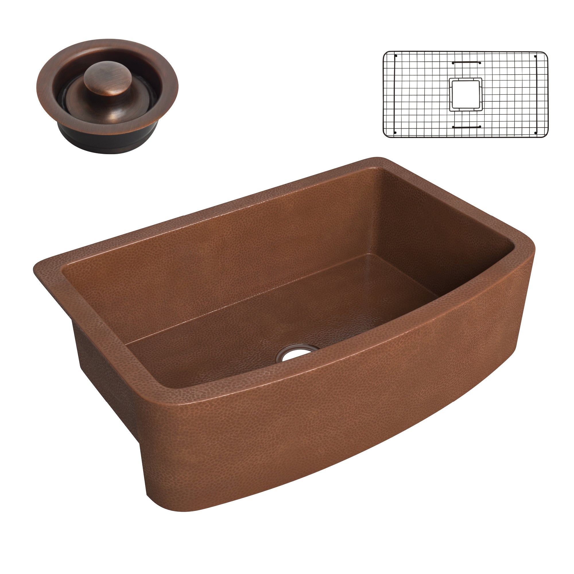 ANZZI  Pieria Farmhouse Handmade Copper 33 in. 0-Hole Single Bowl Kitchen Sink ANZZI