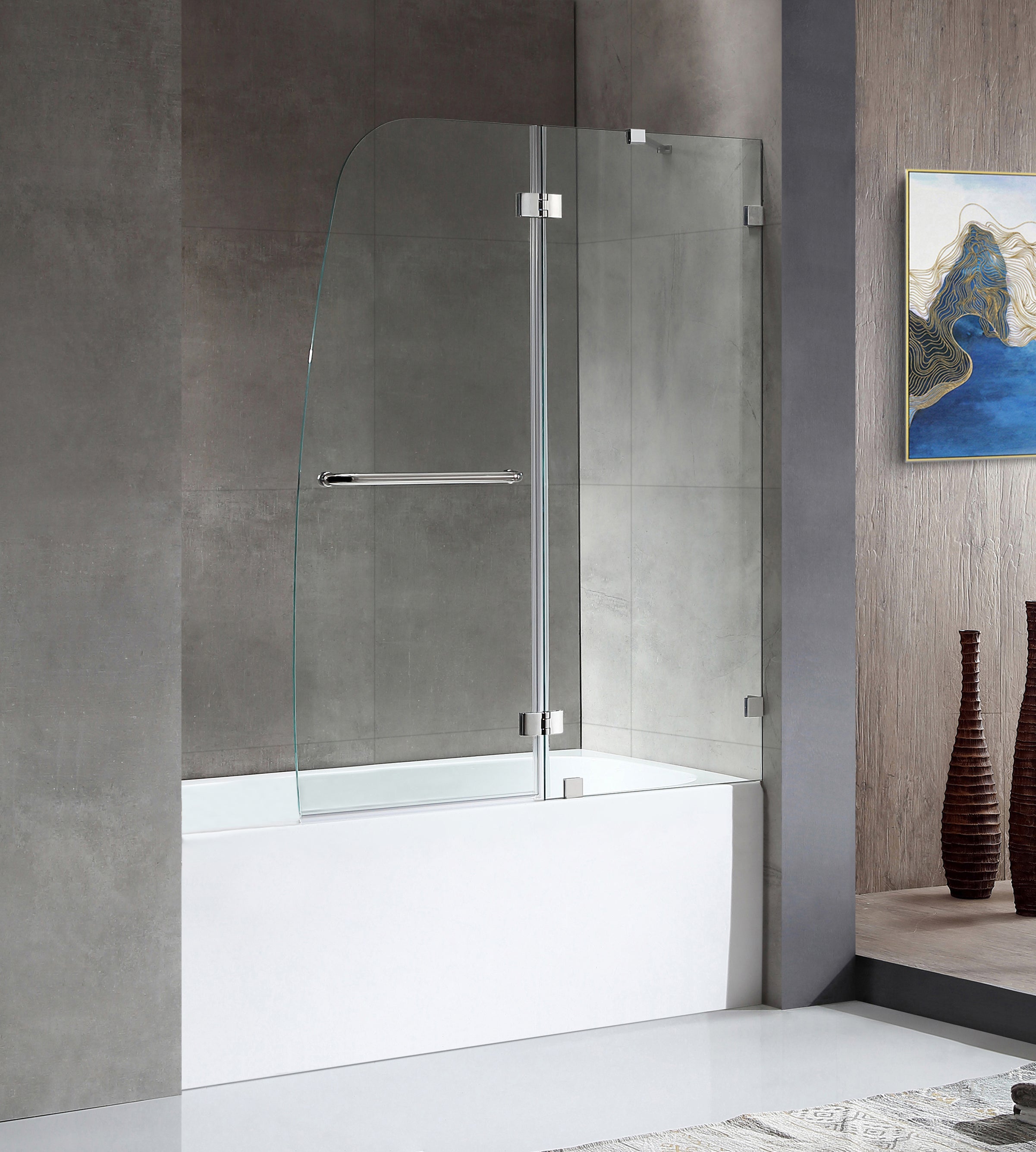Anzzi 5 ft. Acrylic Rectangle Tub With 48 in. by 58 in. Frameless Hinged Tub Door ANZZI