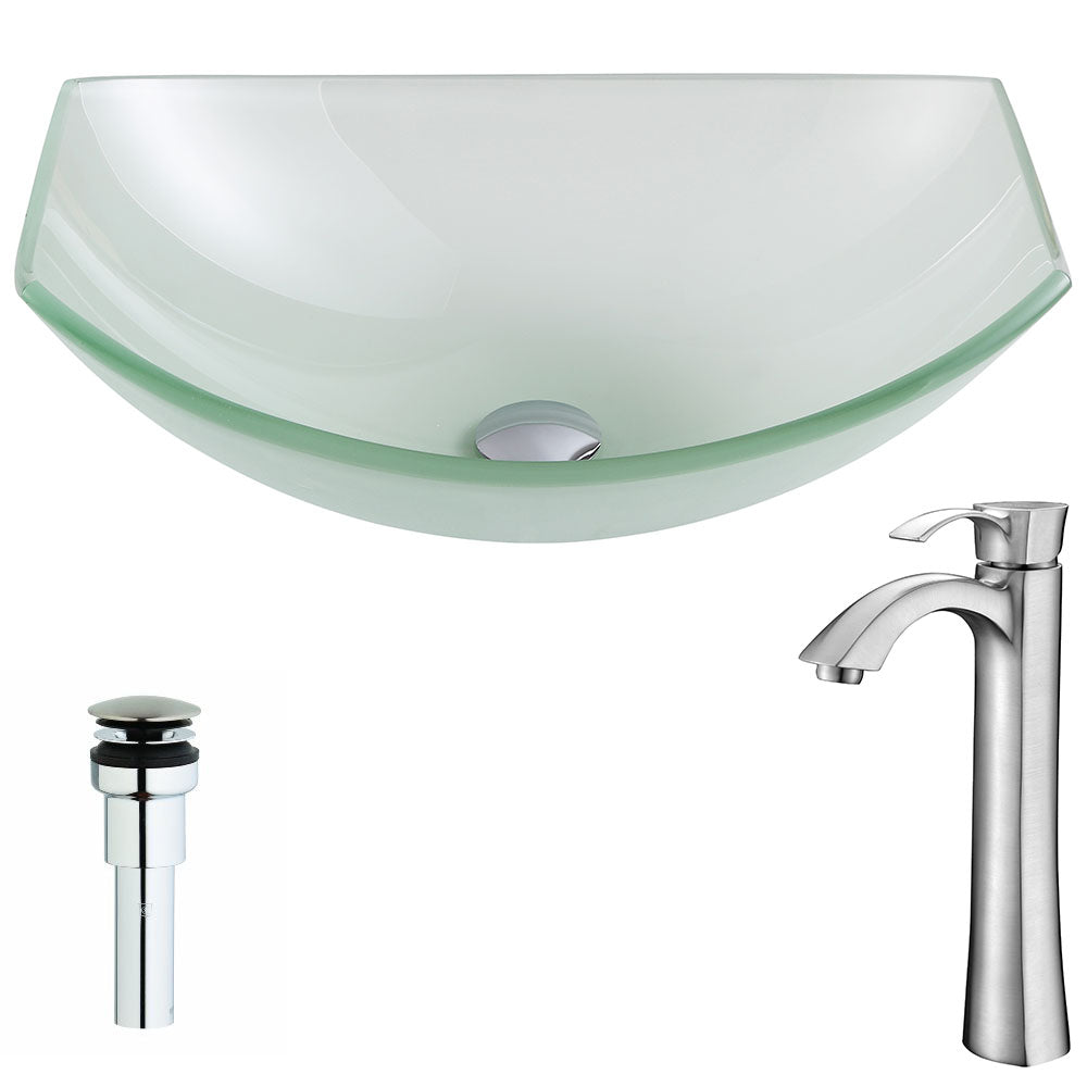 ANZZI  Pendant Series Deco-Glass Vessel Sink in Lustrous Frosted with Harmony Faucet ANZZI