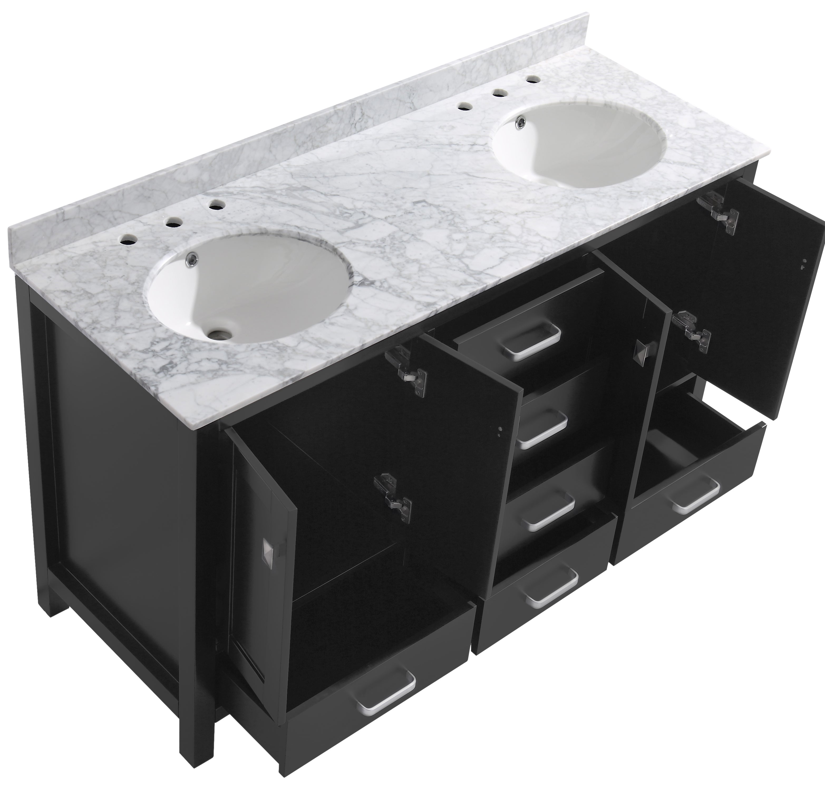ANZZI  Chateau 60 in. W x 22 in. D Bathroom Vanity with Carrara White Marble Top ANZZI