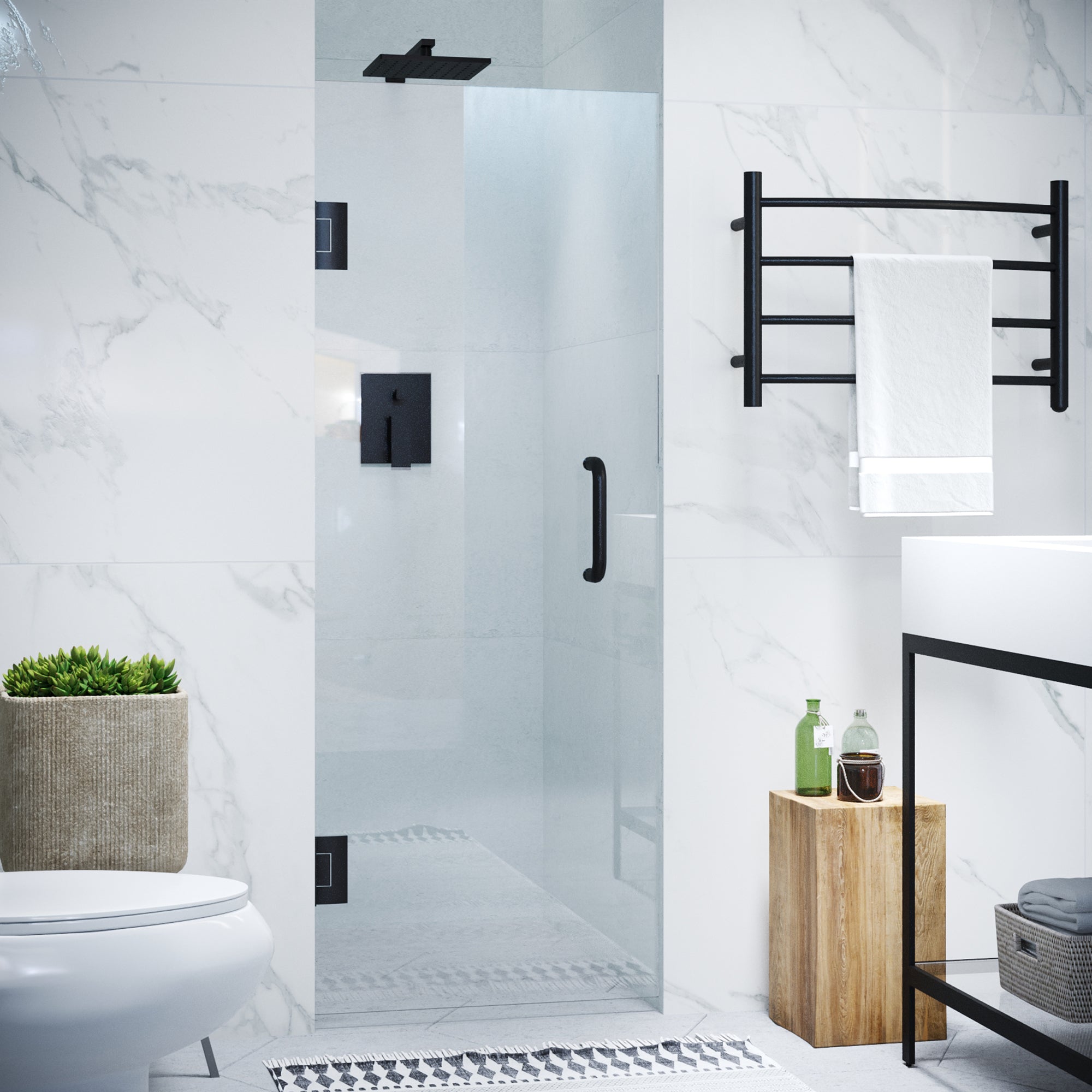 ANZZI Series 30 in. by 72 in. Frameless Hinged Shower Door with Handle ANZZI
