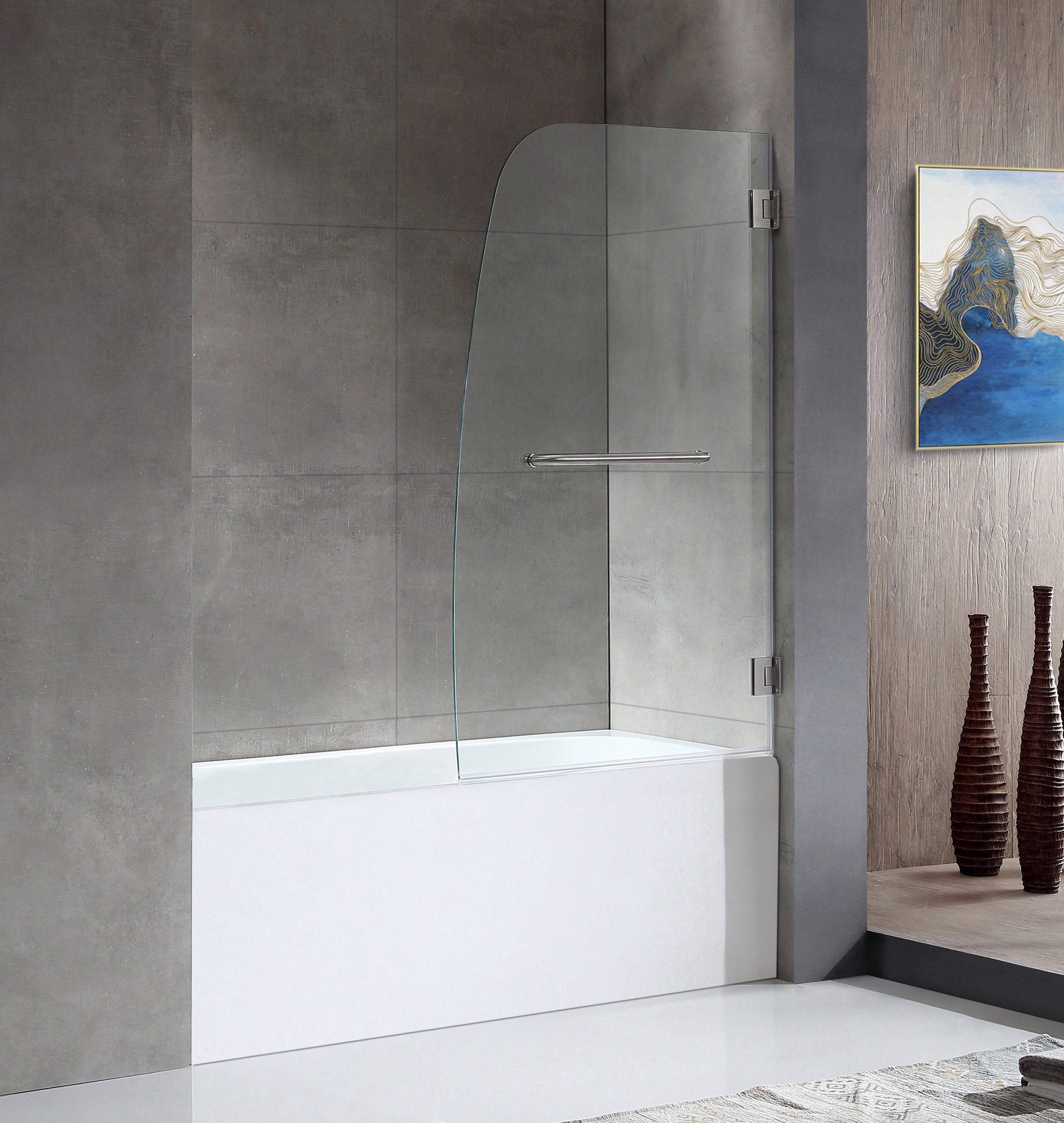 Anzzi 5 ft. Acrylic Rectangle Tub With 34 in. by 58 in. Frameless Hinged Tub Door ANZZI