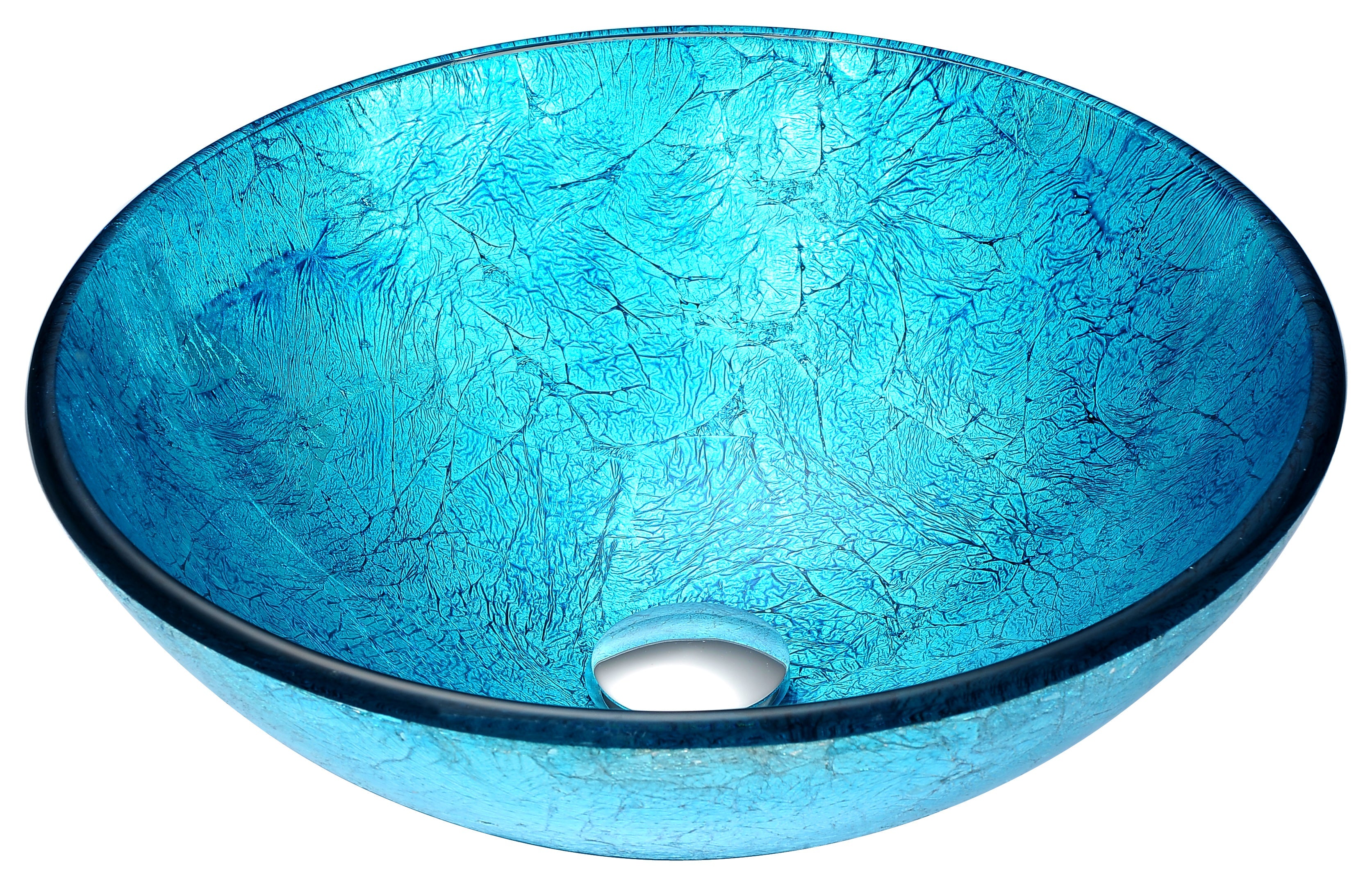 ANZZI Accent Series Deco-Glass Vessel Sink in Blue Ice ANZZI