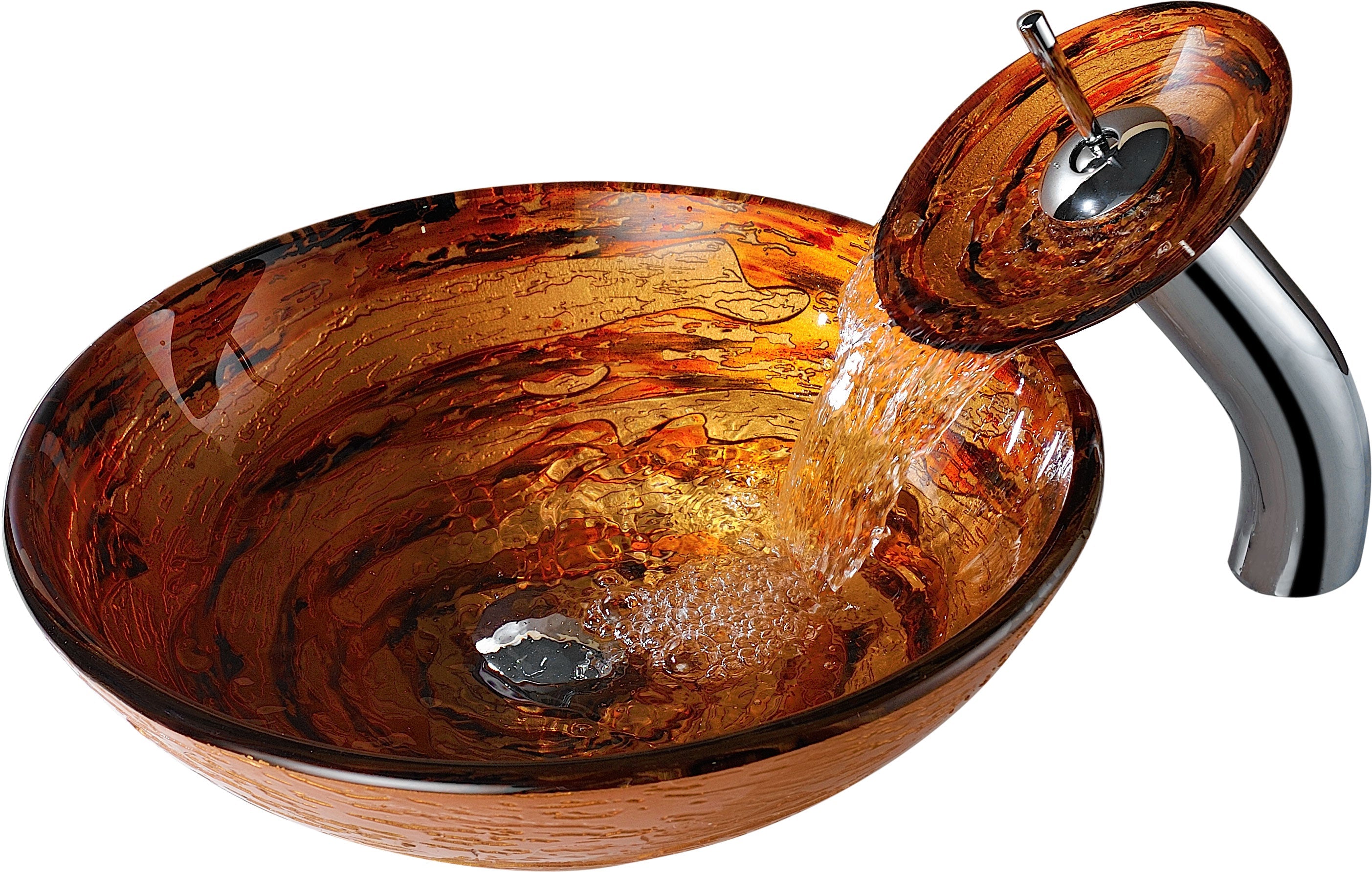 ANZZI  Stanza Series Vessel Sink in Brown with Pop-Up Drain and Matching Faucet ANZZI