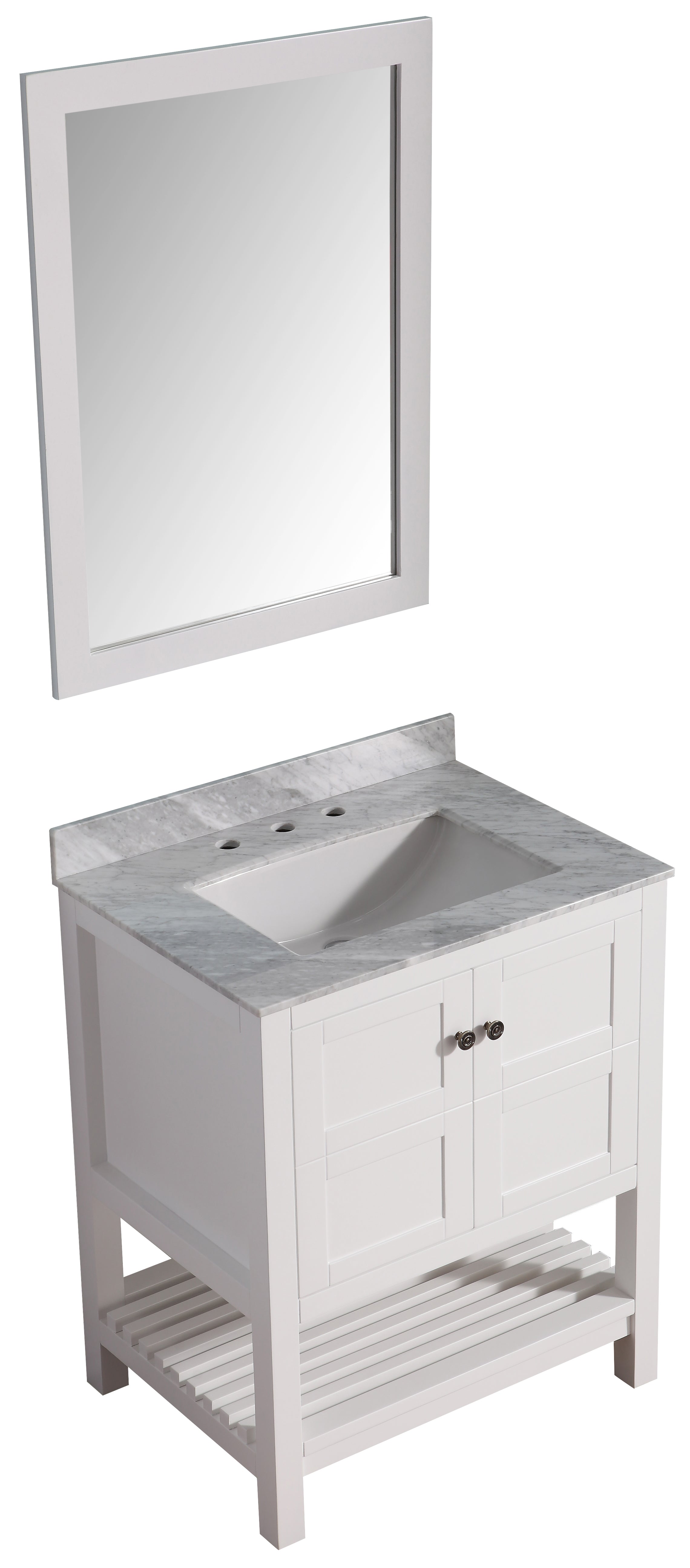 ANZZI  Montaigne 30 in. W x 22 in. D Bathroom Bath Vanity Set with Carrara Marble Top with White Sink ANZZI