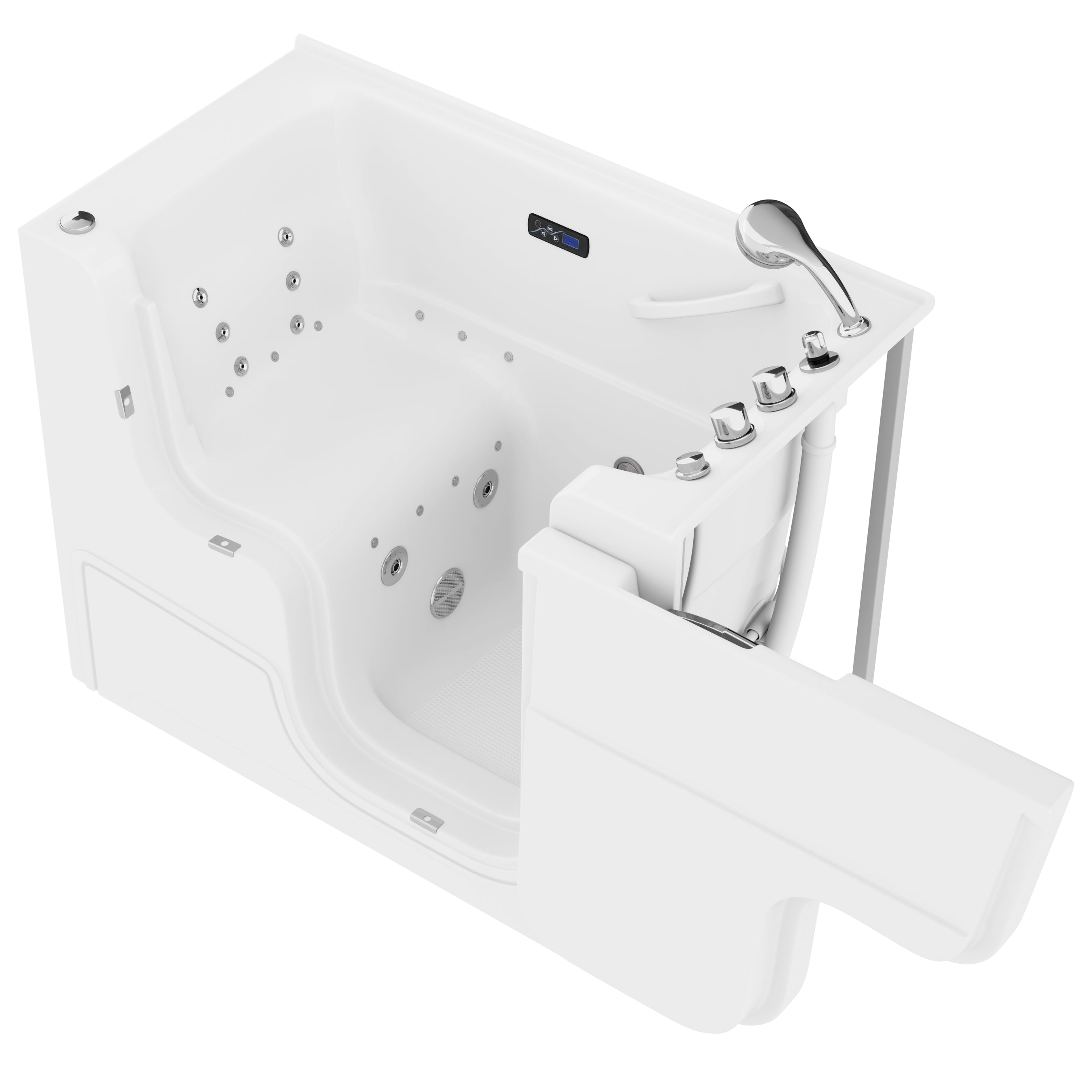 ANZZI  FULLY LOADED Wheelchair Access Walk-in Tub with Air and Whirlpool Jets Hot Tub | Quick Fill Waterfall Tub Filler with 6 Setting Handheld Shower Sprayer | Including Aromatherapy, LED Lights, V-Shaped Back Jets, and Auto Drain | 2953WCRWD ANZZI