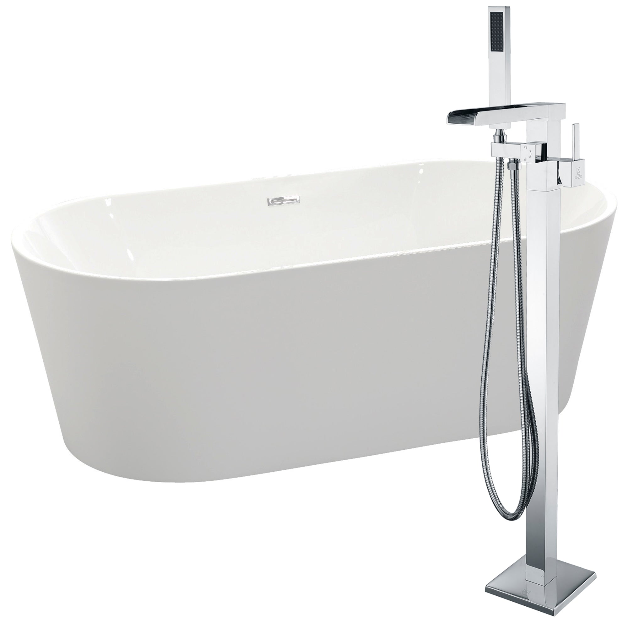 ANZZI  Chand 67 in. Acrylic Flatbottom Non-Whirlpool Bathtub with Union Faucet ANZZI