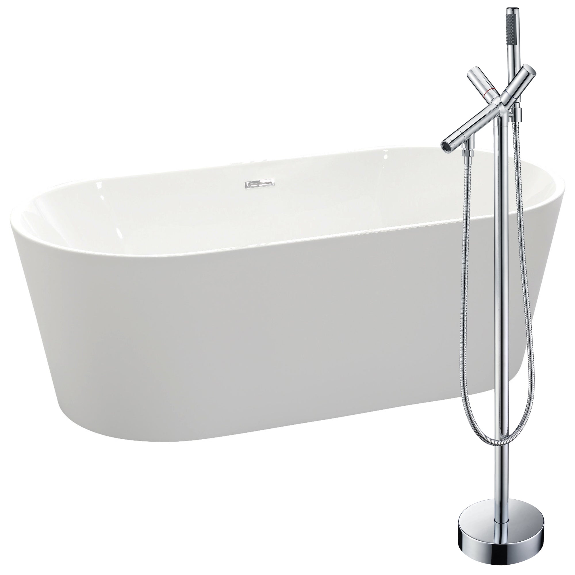 ANZZI  Chand 67 in. Acrylic Flatbottom Non-Whirlpool Bathtub with Havasu Faucet ANZZI