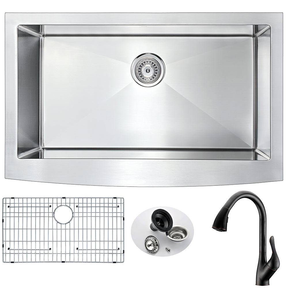 ANZZI  Elysian Farmhouse 32 in. Kitchen Sink with Accent Faucet ANZZI