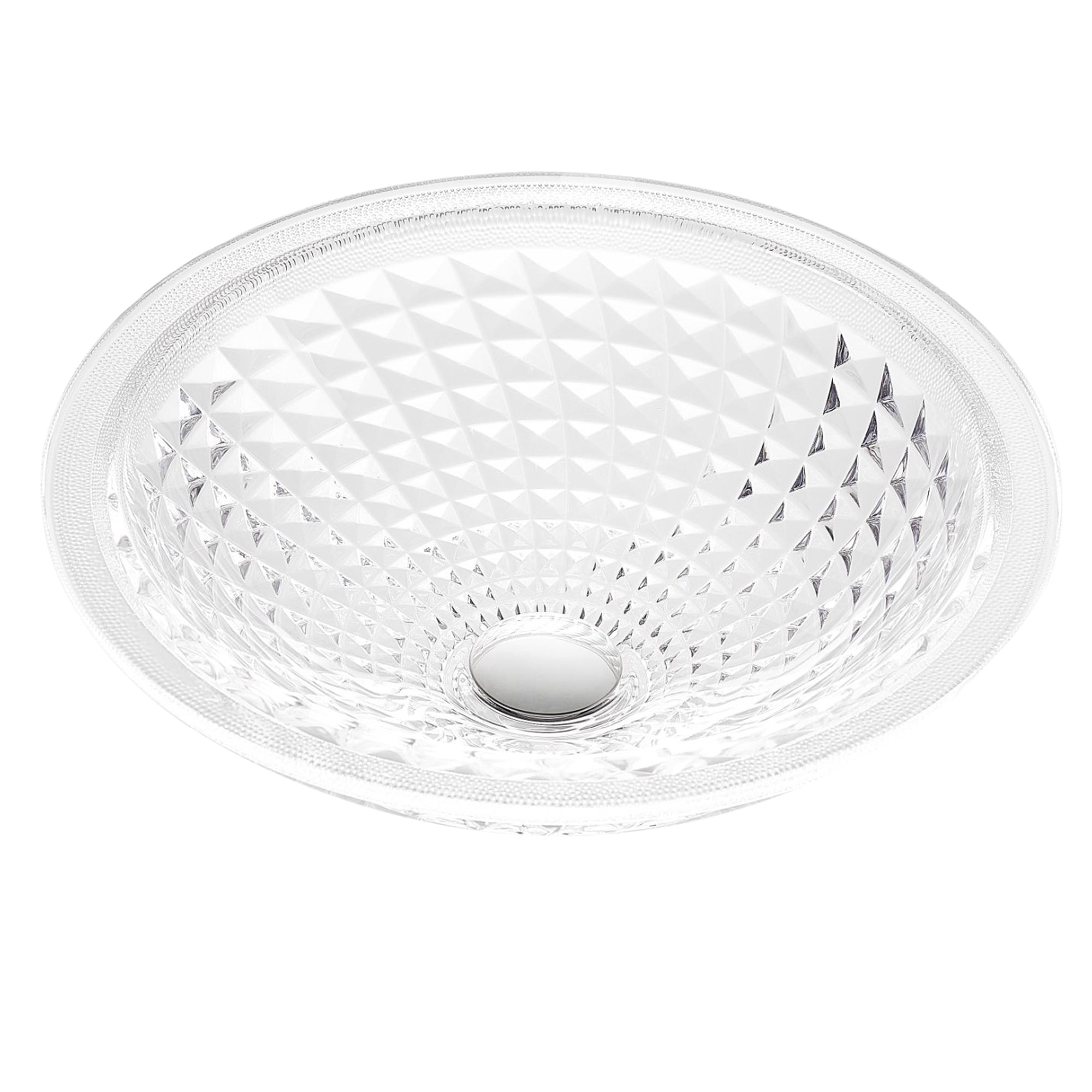ANZZI  Diamante Round Clear Glass Vessel Bathroom Sink with Faceted Pattern ANZZI