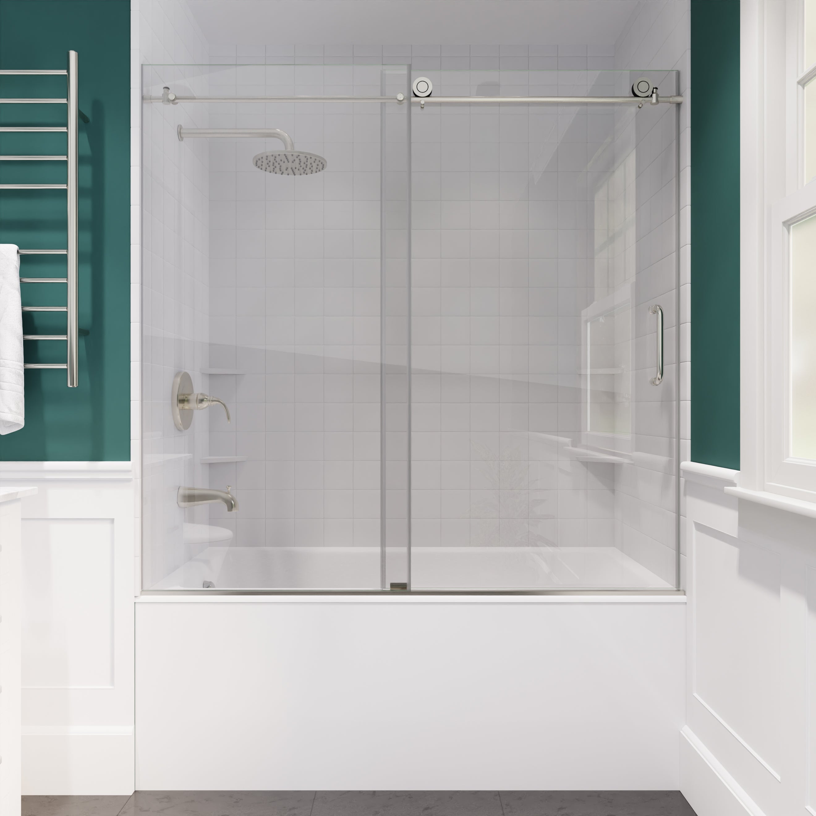ANZZI  Raymore Series 60 in. x 62 in. Frameless Sliding Tub Door ANZZI