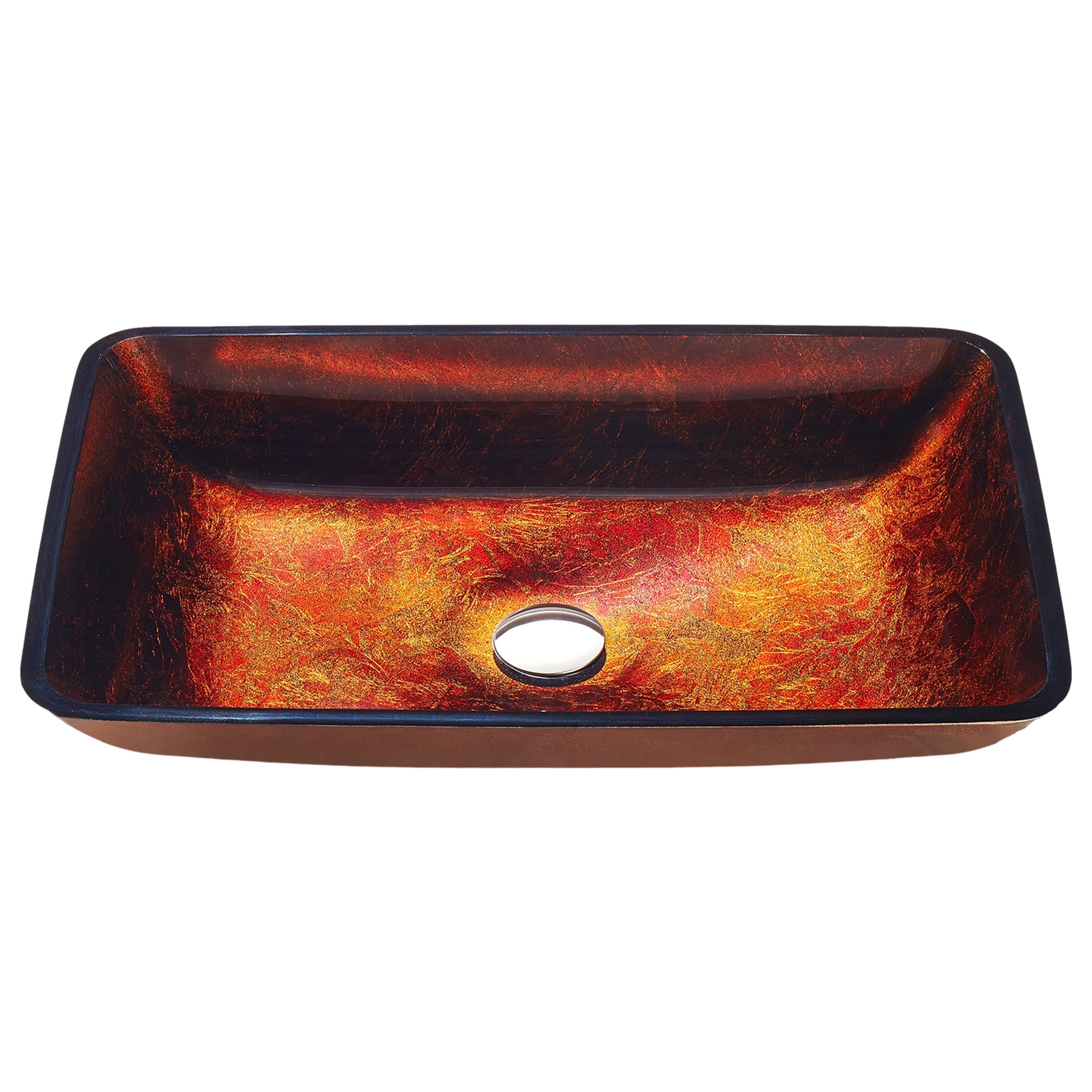 ANZZI  Paradiso Rectangle Glass Vessel Bathroom Sink with Celestial Bronze Finish ANZZI