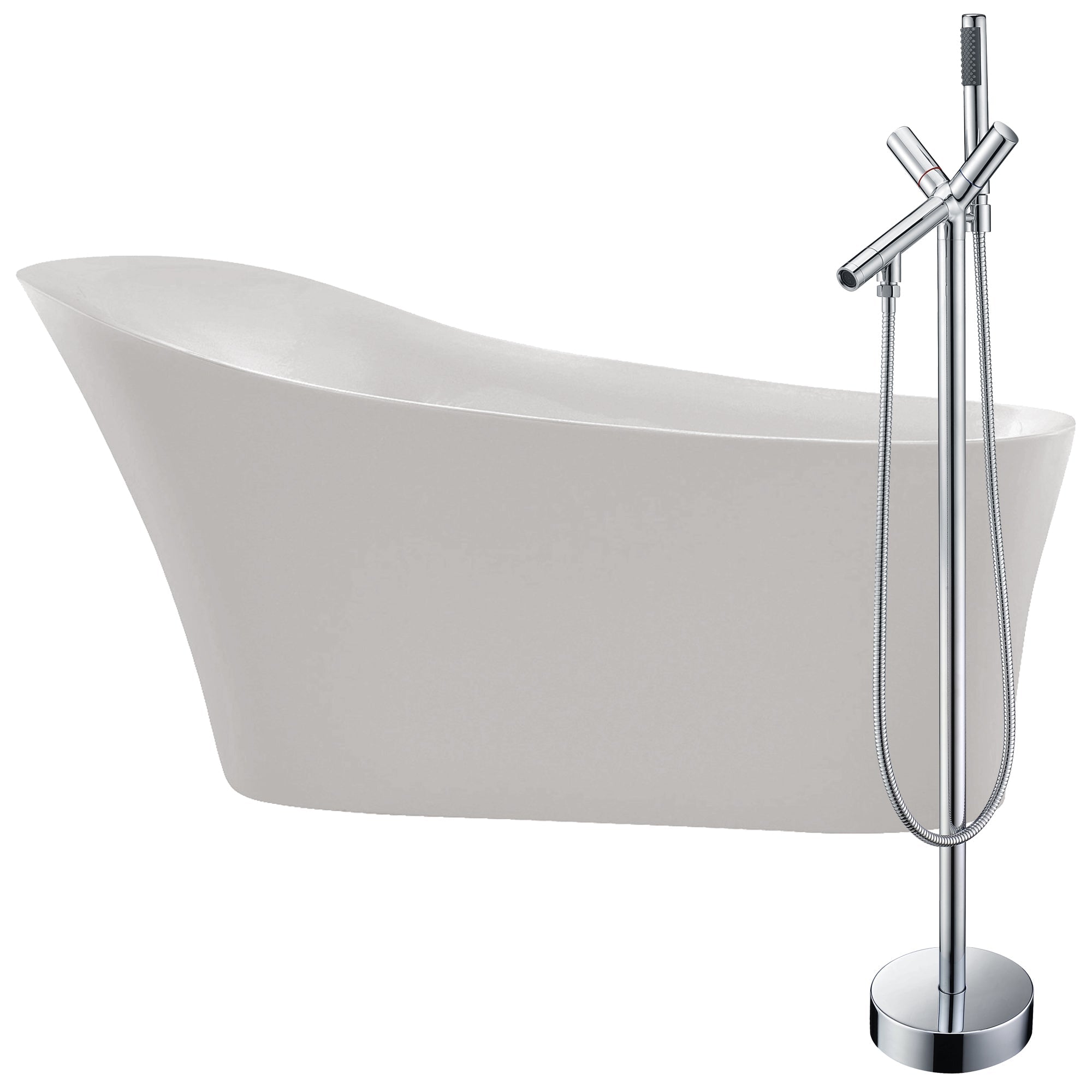ANZZI  Maple 67 in. Acrylic Flatbottom Non-Whirlpool Bathtub with Havasu Faucet ANZZI