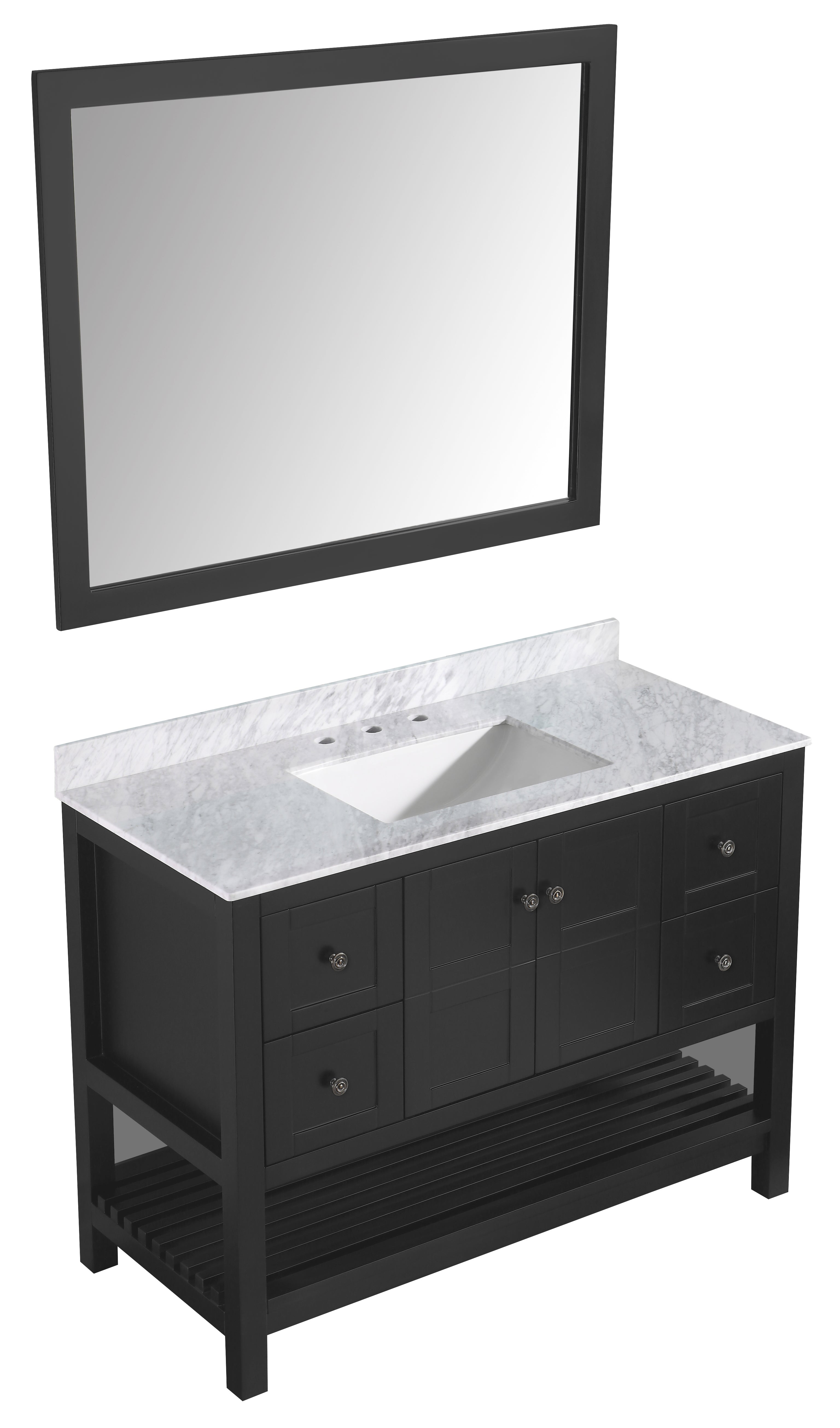 ANZZI  Montaigne 48 in. W x 22 in. D Bathroom Bath Vanity Set with Carrara Marble Top with White Sink ANZZI