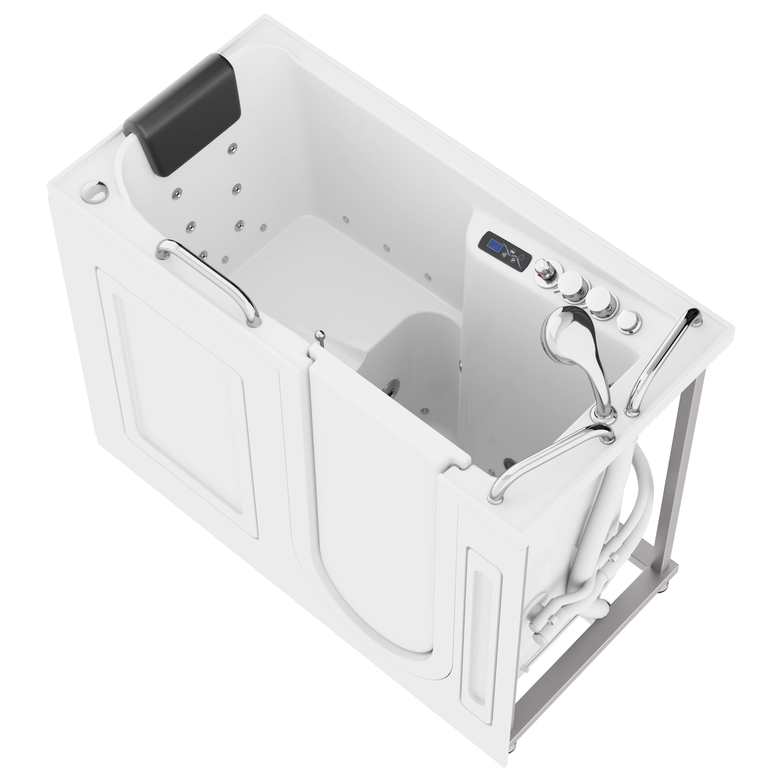 ANZZI  FULLY LOADED Walk-in Bathtub with Air Jets and Whirlpool Massage Jets Hot Tub | Quick Fill Waterfall Tub Filler with 6 Setting Handheld Shower Sprayer | Including Aromatherapy, LED Lights, V-Shaped Back Jets, and Auto Drain | 2753FLWR ANZZI