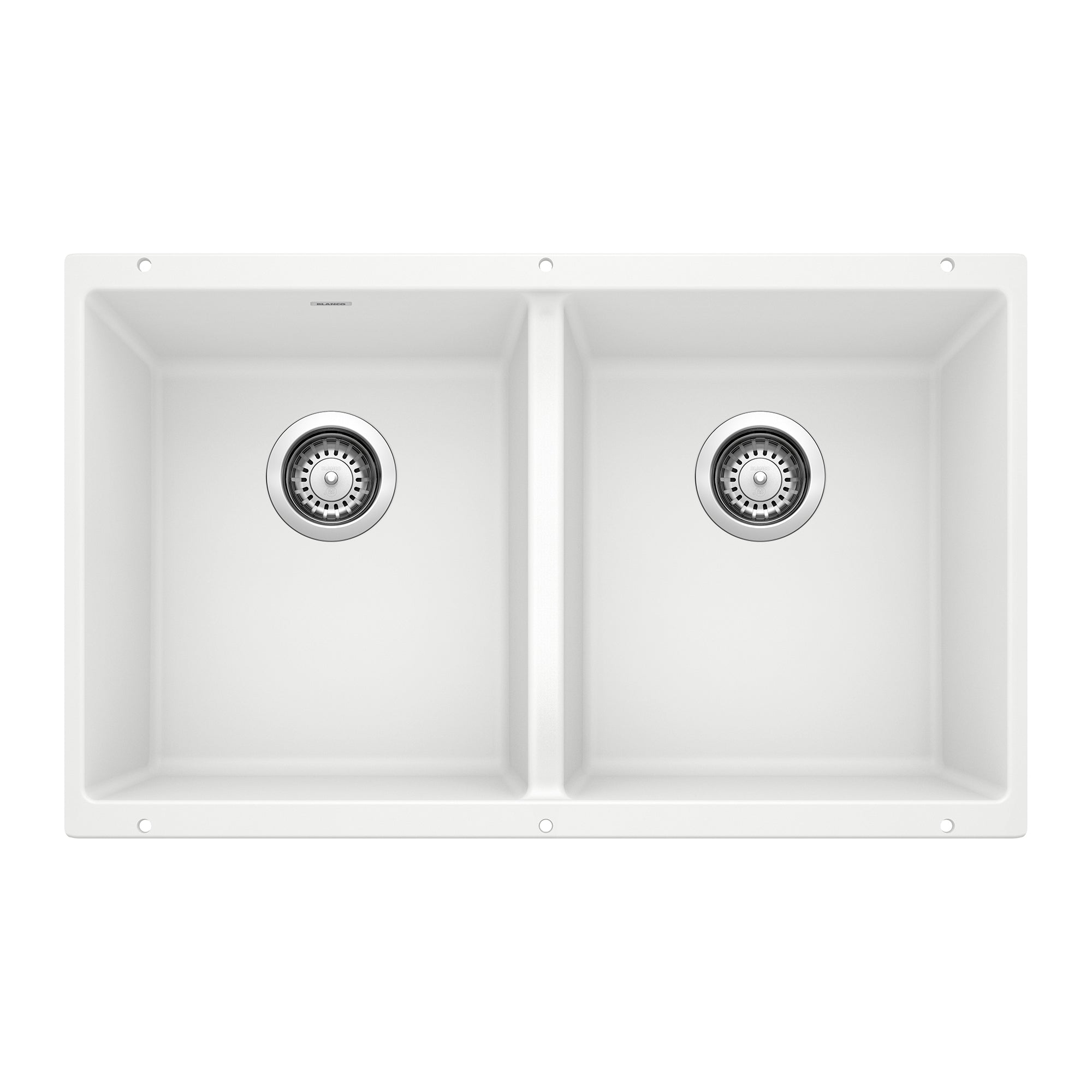 Blanco Precis SILGRANIT 29" 50/50 Double Bowl Undermount Kitchen Sink Blanco
