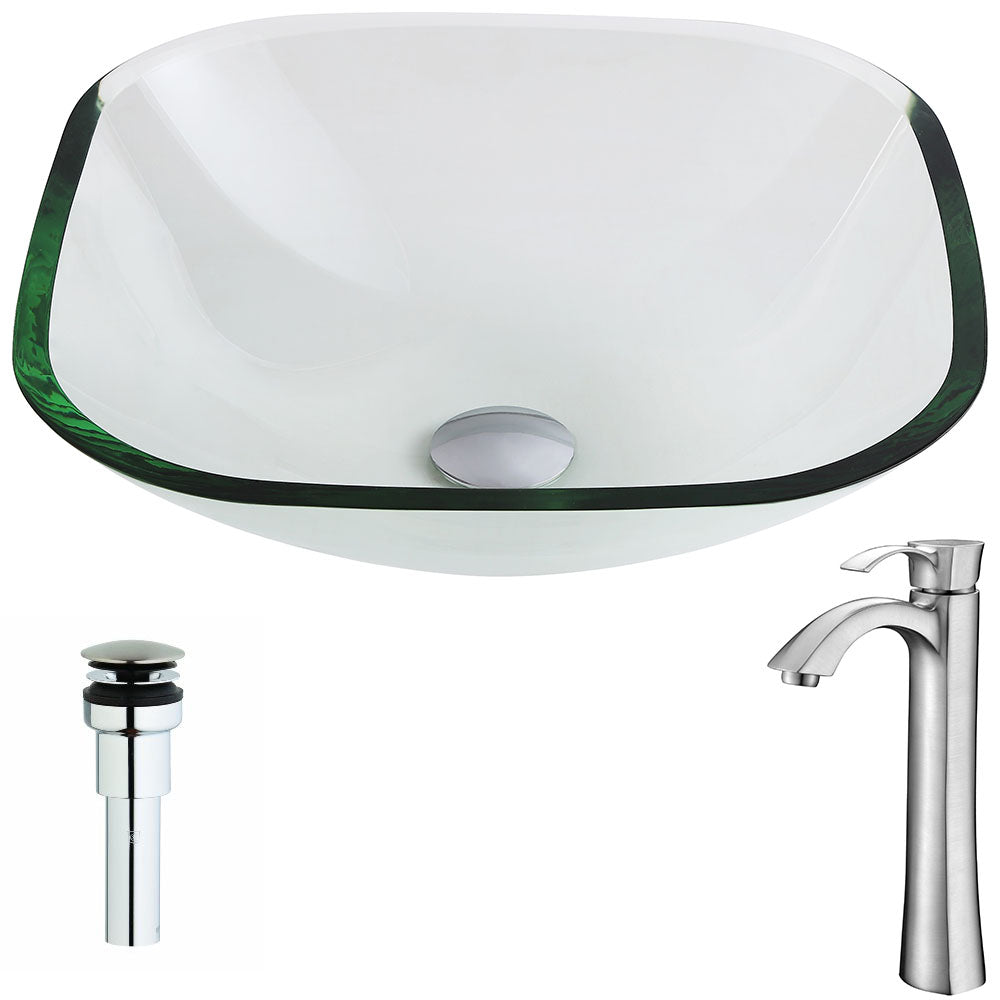 ANZZI  Cadenza Series Deco-Glass Vessel Sink in Lustrous Clear with Harmony Faucet ANZZI