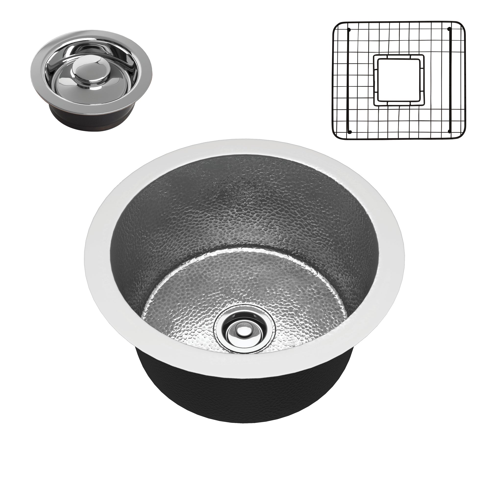 ANZZI  Rumelia Drop-in Handmade Copper 17 in. 0-Hole Single Bowl Kitchen Sink in Hammered Nickel ANZZI