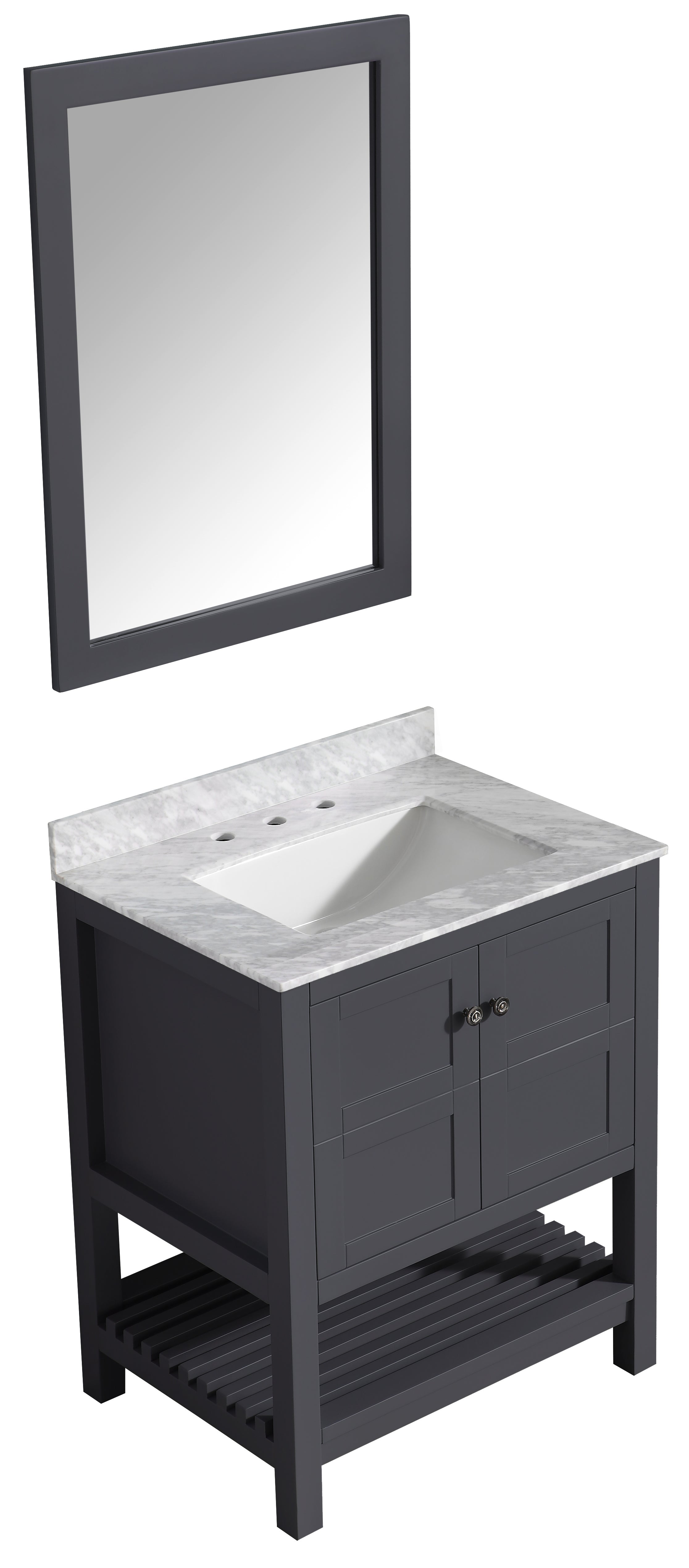 ANZZI  Montaigne 30 in. W x 22 in. D Bathroom Bath Vanity Set with Carrara Marble Top with White Sink ANZZI