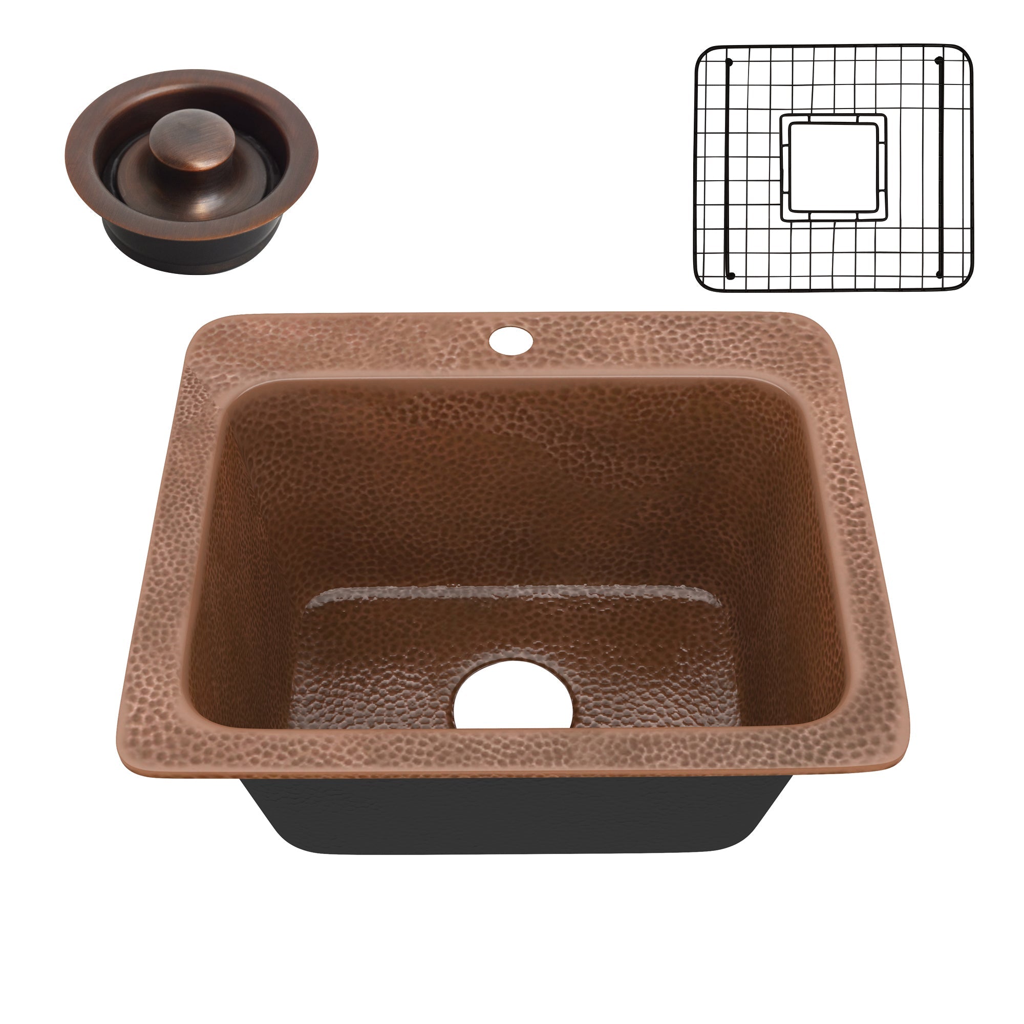 ANZZI  Manisa Drop-in Handmade Copper 18 in. 1-Hole Single Bowl Kitchen Sink in Hammered Antique Copper ANZZI