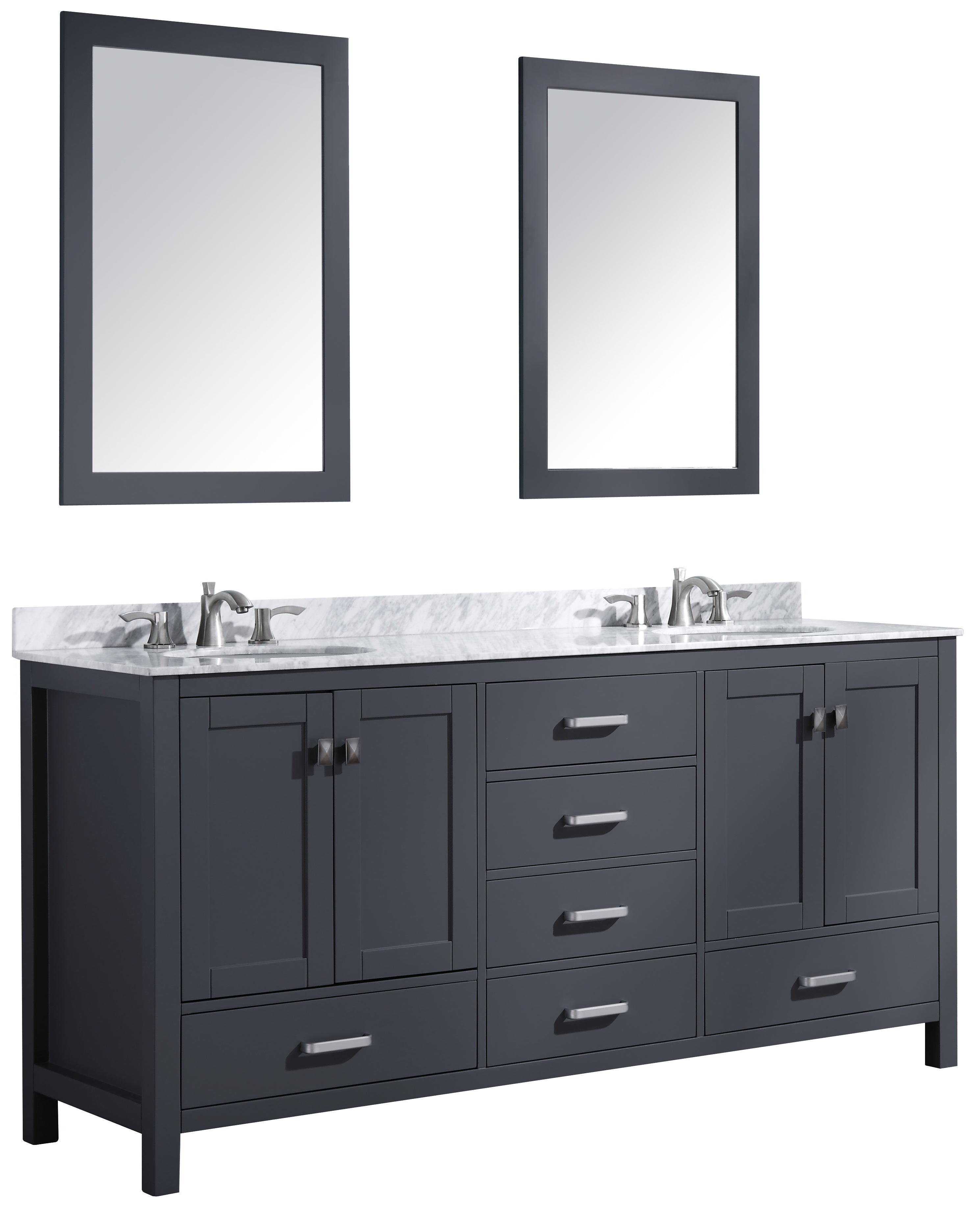 ANZZI  Chateau 72 in. W x 22 in. D Bathroom Bath Vanity Set with Carrara Marble Top with White Sink ANZZI