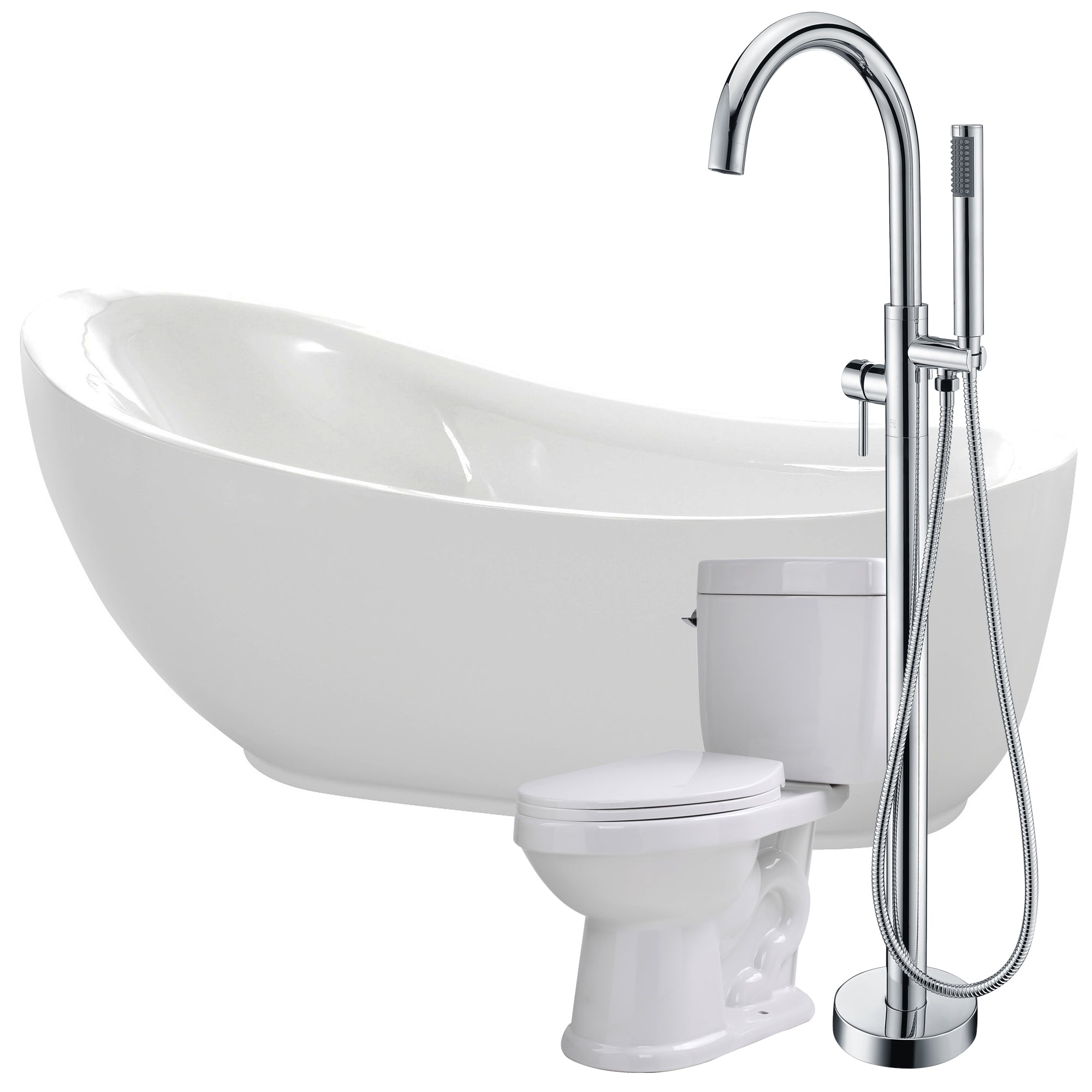 ANZZI  Talyah 71 in. Acrylic Flatbottom Non-Whirlpool Bathtub with Kros Faucet and Talos 1.6 GPF Toilet ANZZI