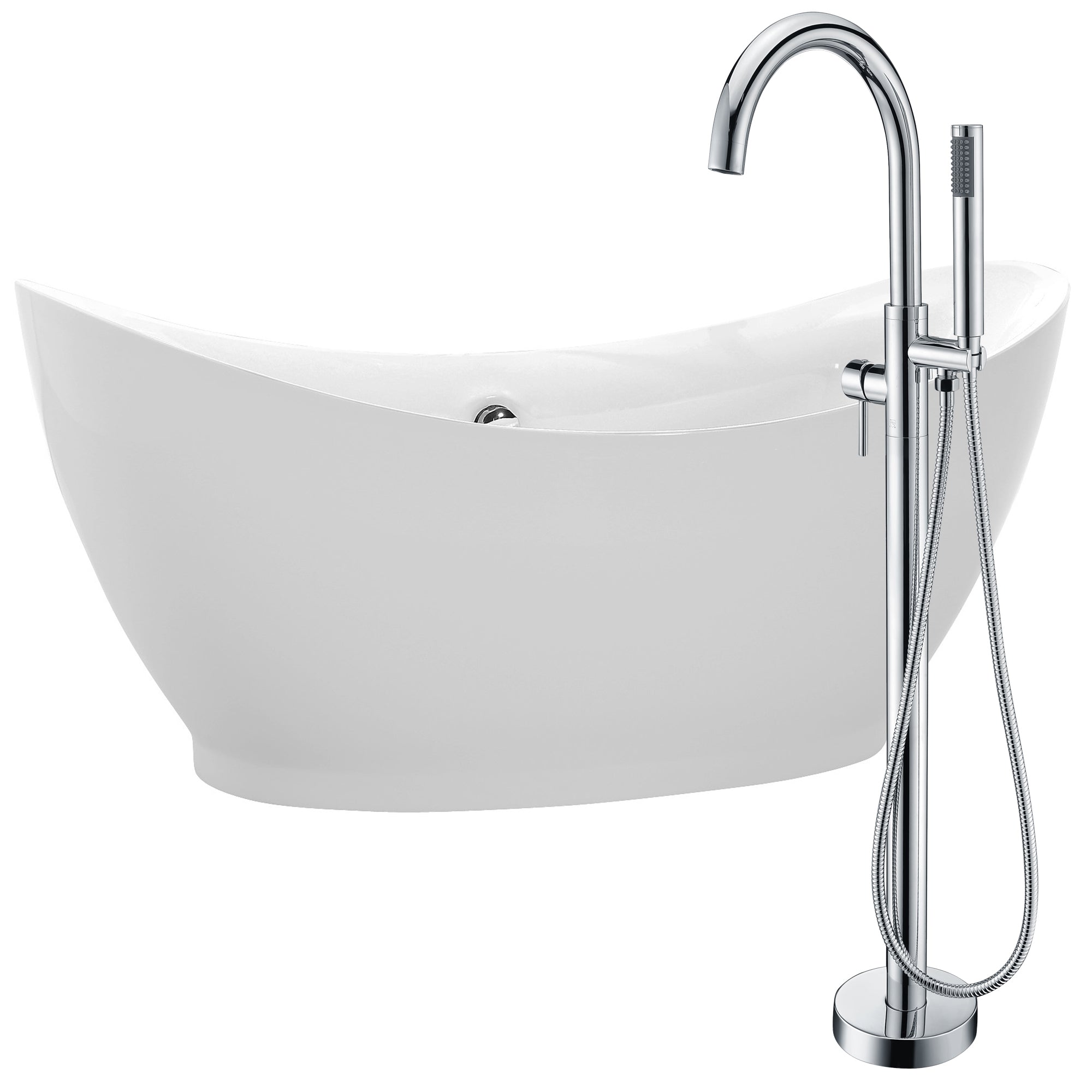 ANZZI  Reginald 68 in. Acrylic Soaking Bathtub with Kros Faucet ANZZI
