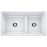 Blanco Precis SILGRANIT 33" 60/40 Reversible Double Bowl Undermount Kitchen Sink with Low Divide Blanco