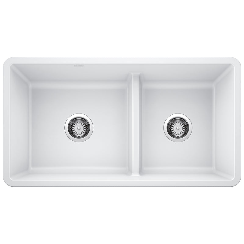 Blanco Precis SILGRANIT 33" 60/40 Reversible Double Bowl Undermount Kitchen Sink with Low Divide Blanco