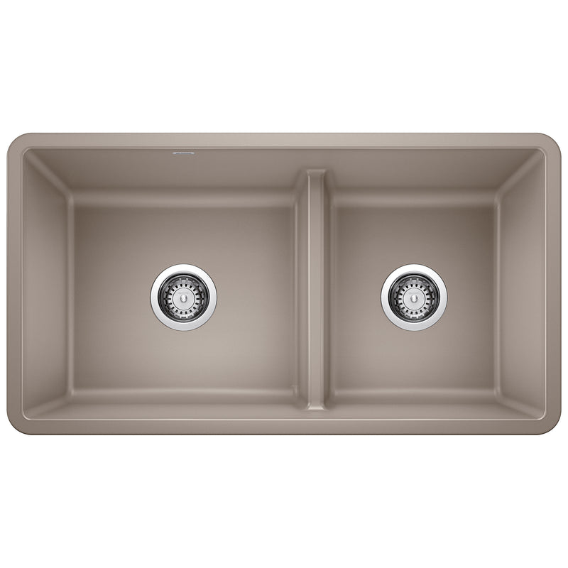 Blanco Precis SILGRANIT 33" 60/40 Reversible Double Bowl Undermount Kitchen Sink with Low Divide Blanco