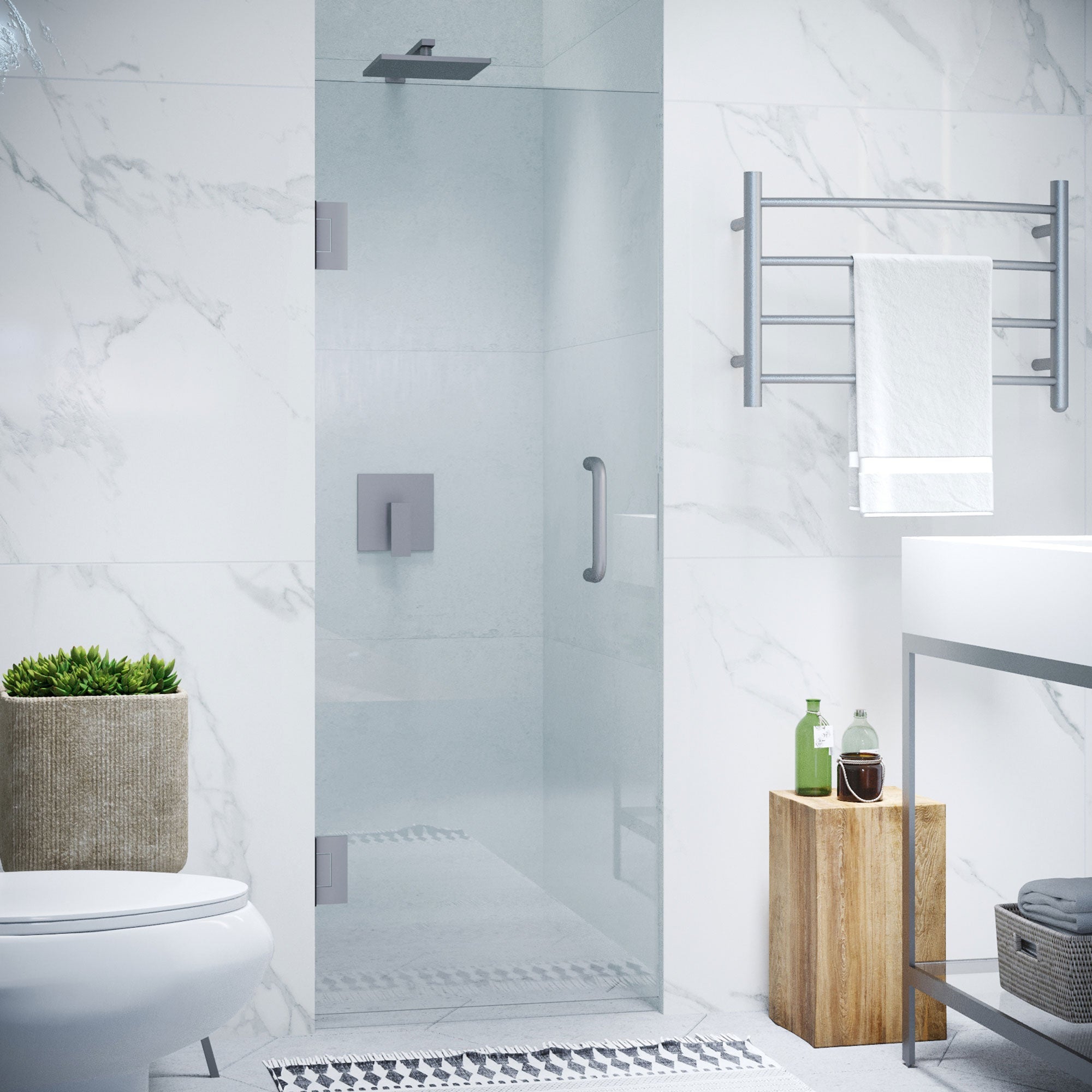ANZZI Series 30 in. by 72 in. Frameless Hinged Shower Door with Handle ANZZI