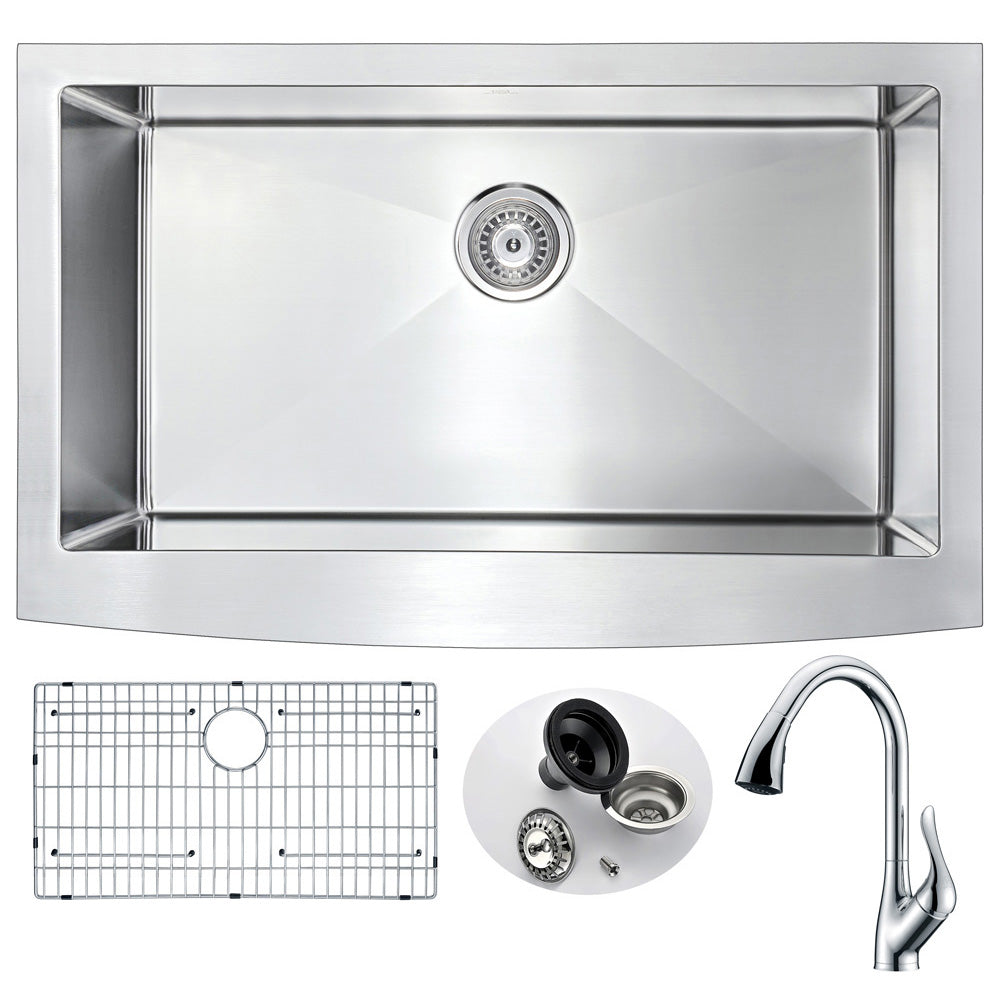 ANZZI  Elysian Farmhouse 36 in. Kitchen Sink with Accent Faucet ANZZI