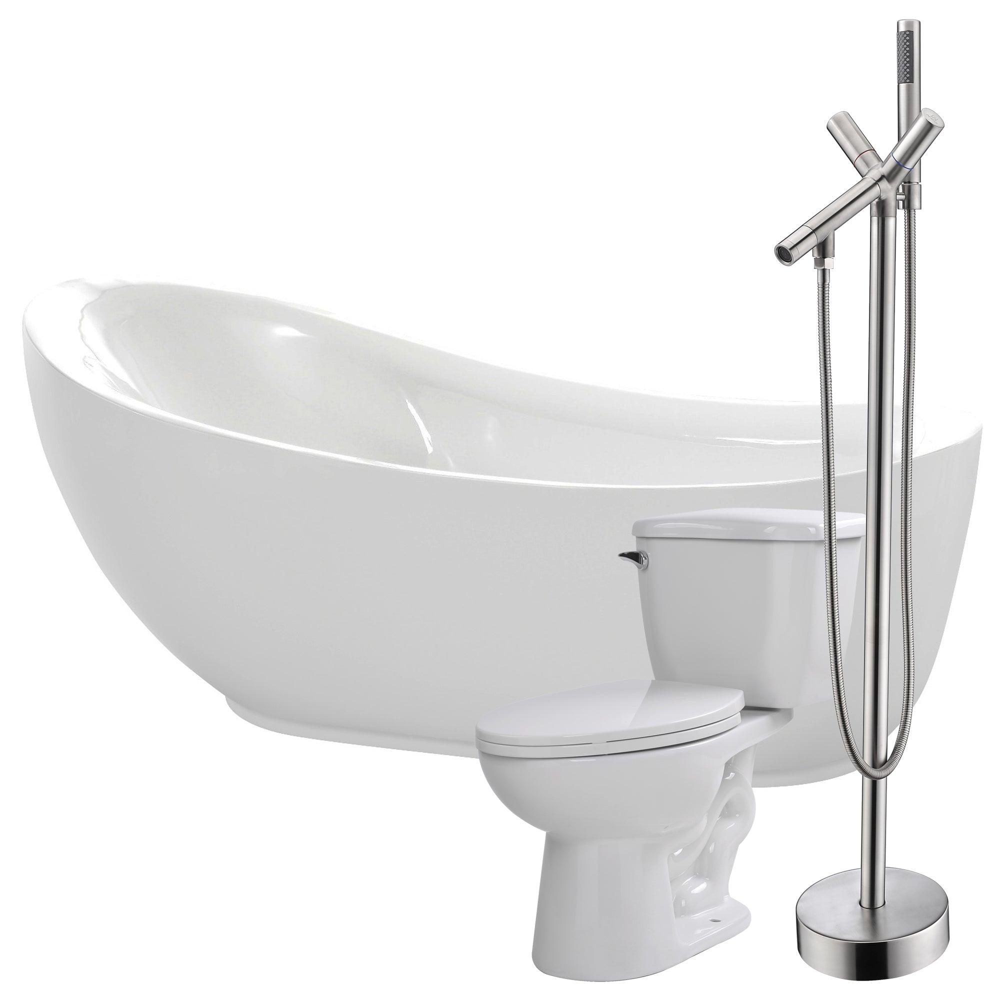 ANZZI  Talyah 71 in. Acrylic Flatbottom Non-Whirlpool Bathtub with Havasu Faucet and Kame 1.28 GPF Toilet ANZZI