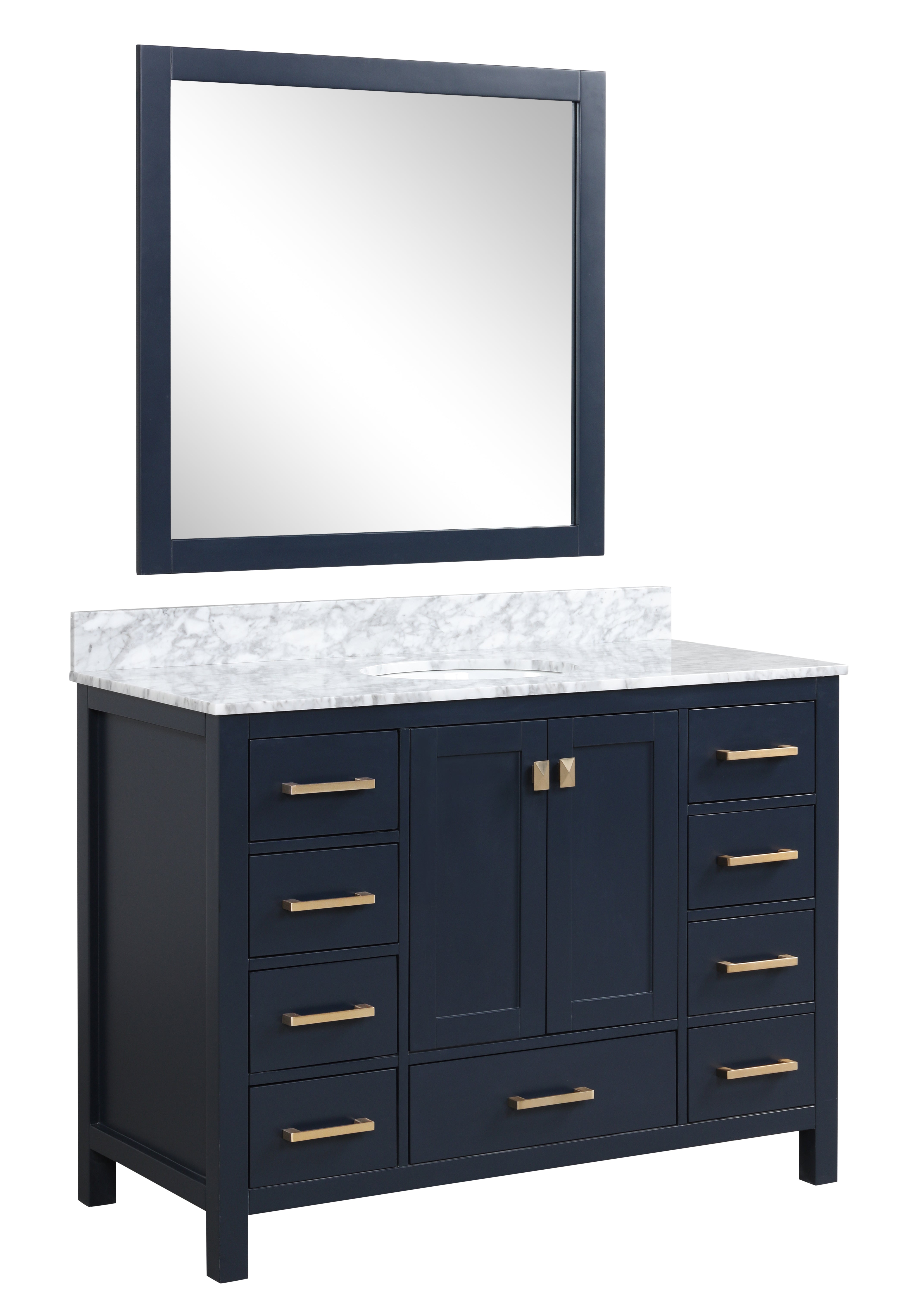 ANZZI  Chateau 48 in. W x 22 in. D Bathroom Bath Vanity Set with Carrara Marble Top with White Sink ANZZI