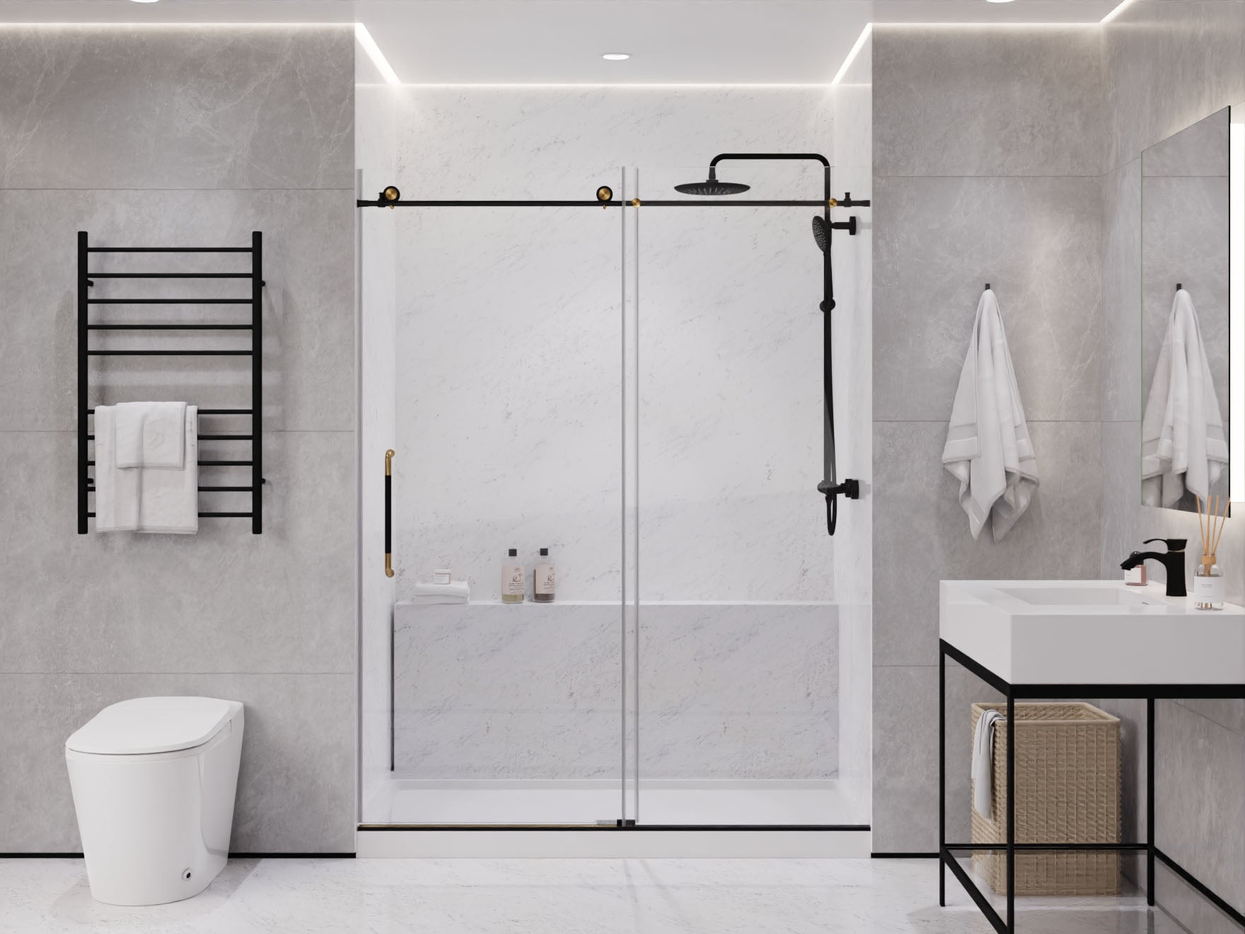 ANZZI  Madam Series 76-in. x 48-in. Frameless Sliding Shower Door ANZZI