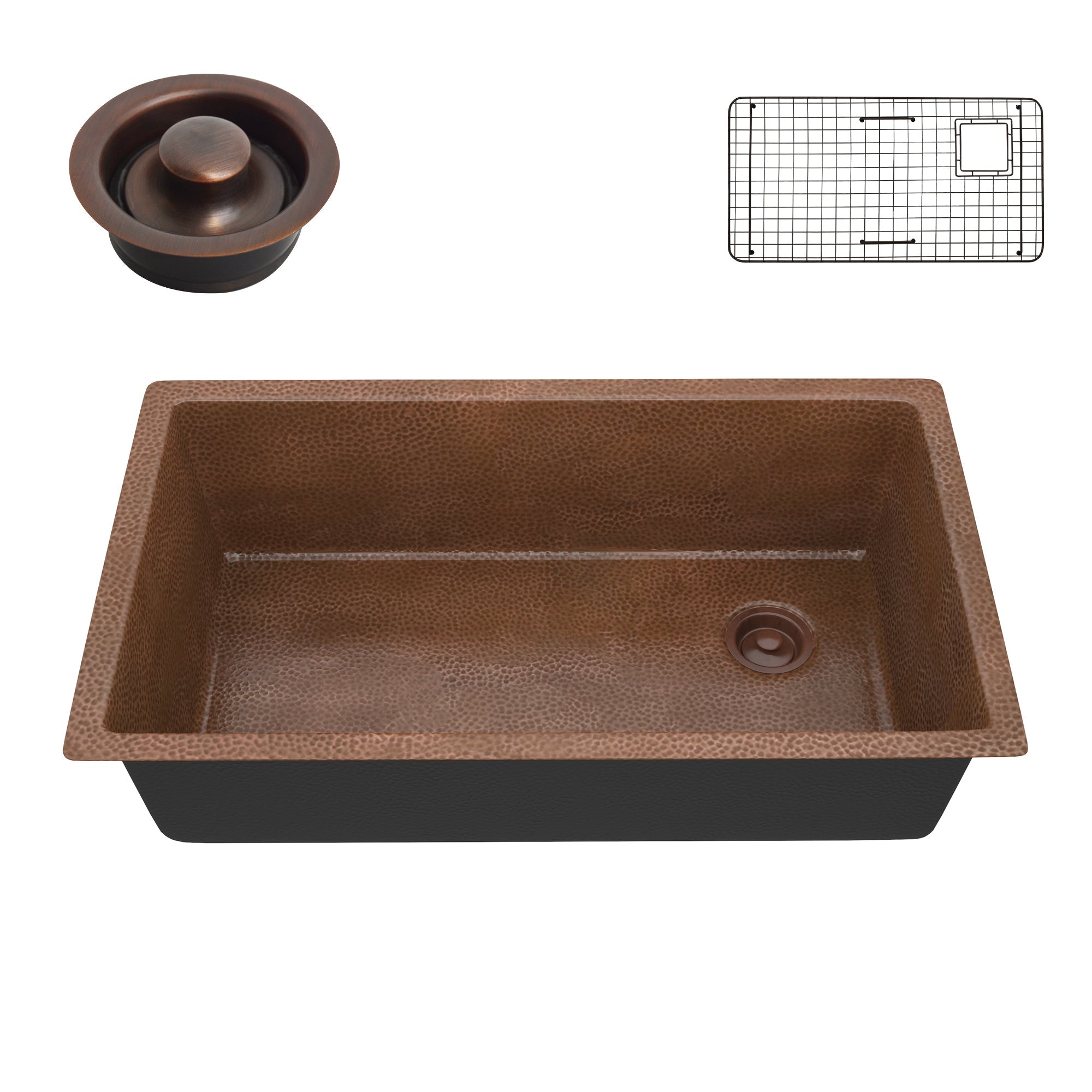 ANZZI  Byzantine Drop-in Handmade Copper 31 in. 0-Hole Single Bowl Kitchen Sink ANZZI