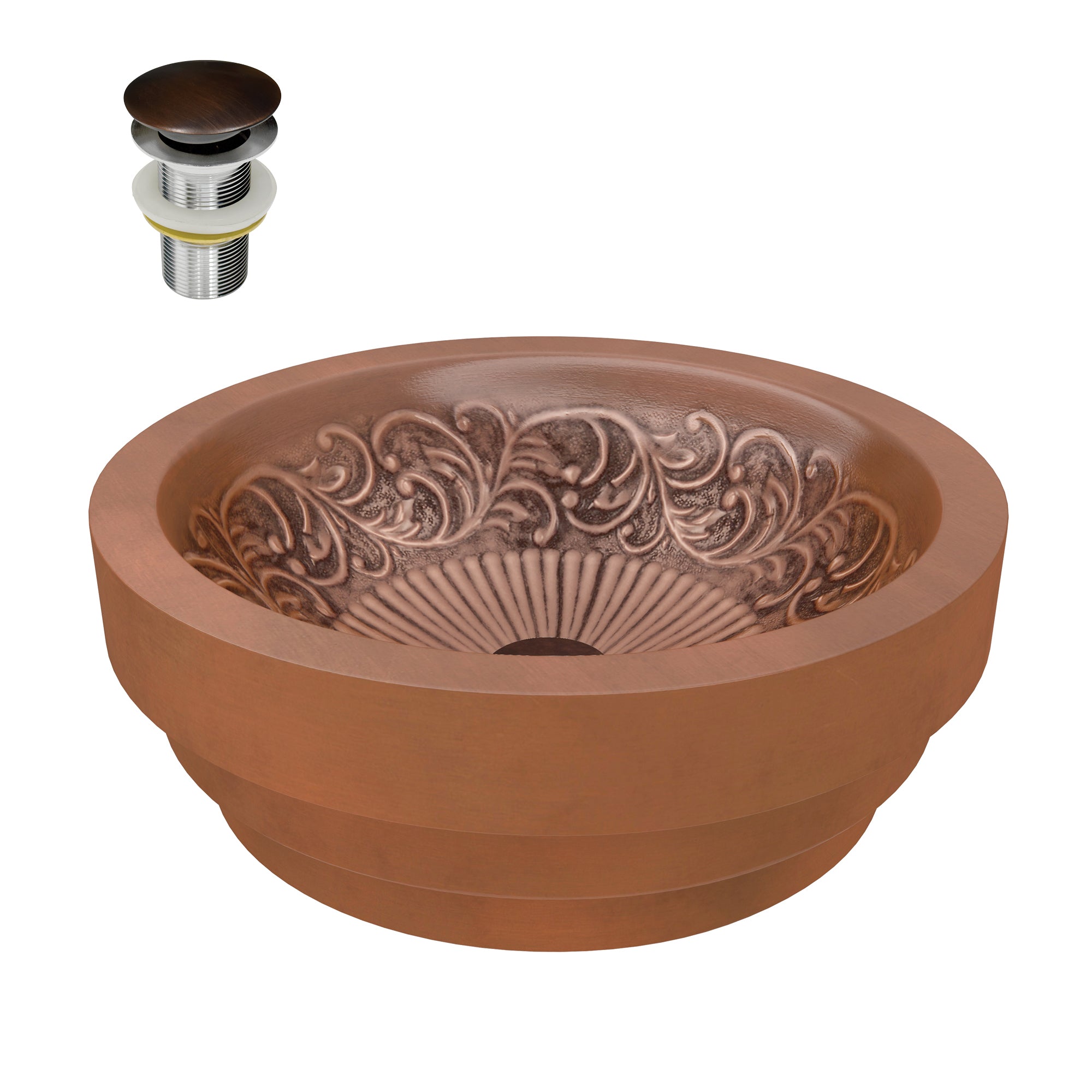 ANZZI  Thessaly 17 in. Handmade Vessel Sink with Floral Design Interior ANZZI